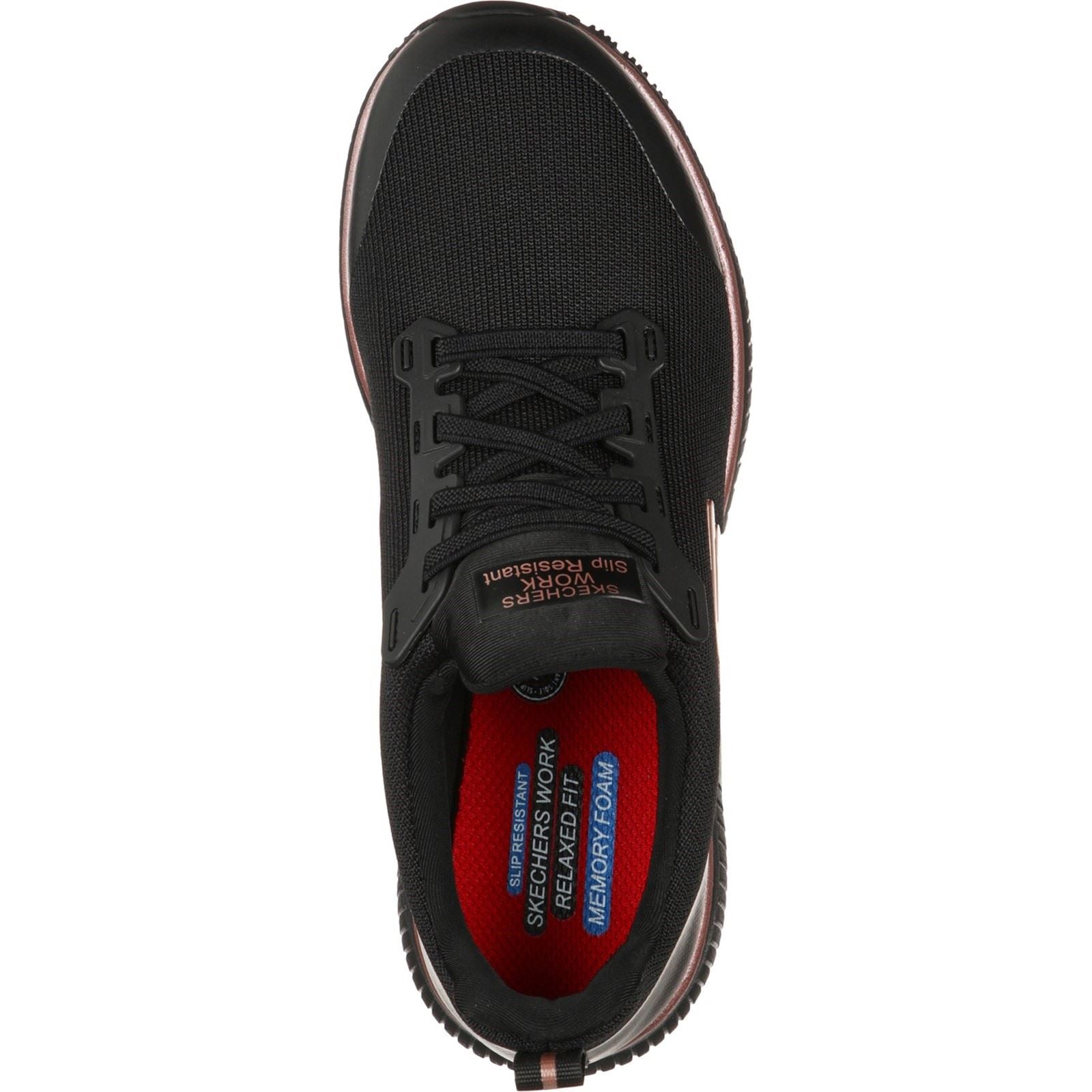 Skechers Workwear Squad SR Textil Damen Schwarz/Roségold Sicherheits Sneaker