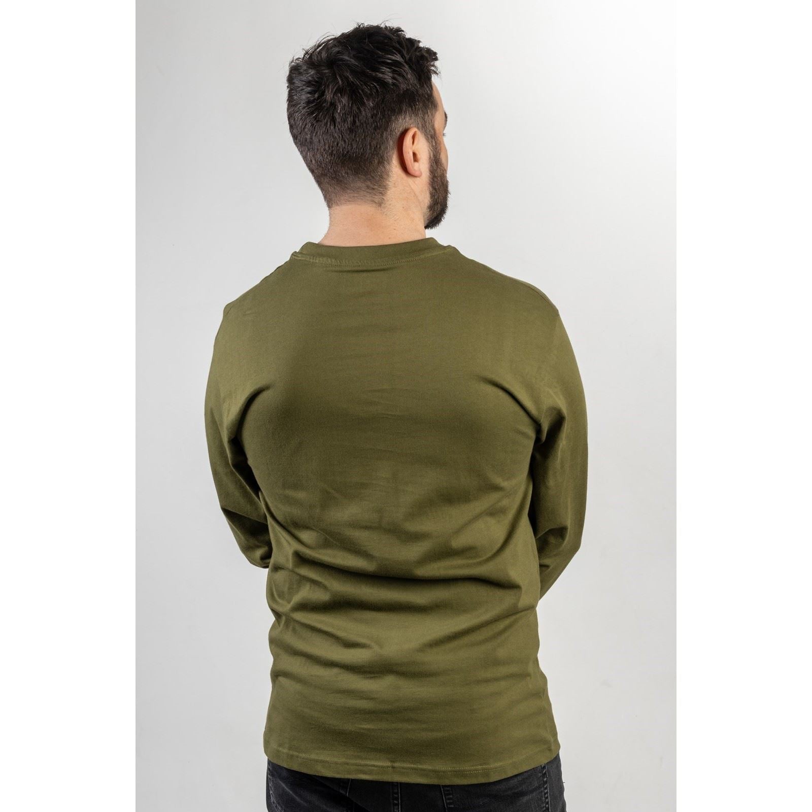 Caterpillar Trademark Banner Long Sleeve Baumwolle Herren Grünes T-Shirt