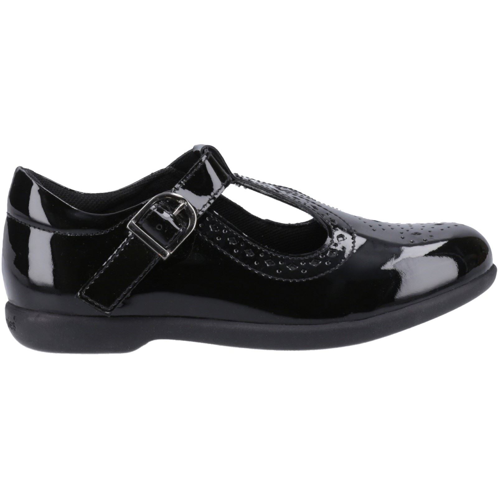 Hush Puppies Britney Patent Junior Mädchenschuhe Aus Schwarzem Leder