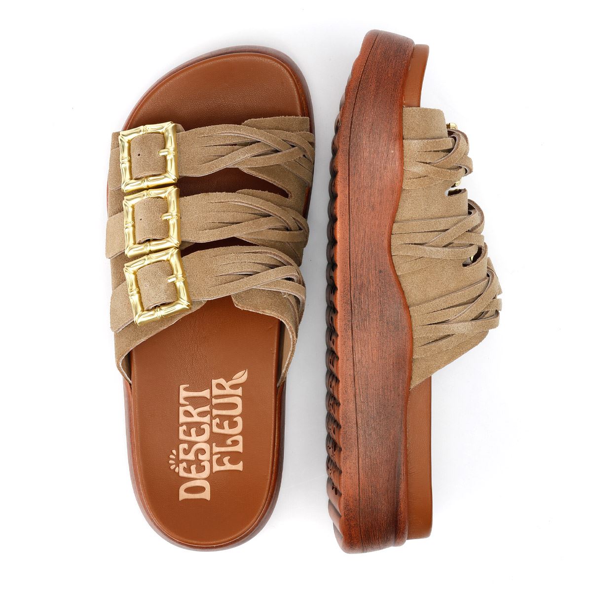 Desert Fleur Gypsum  Damen Sandalen Aus Veloursleder In Beige