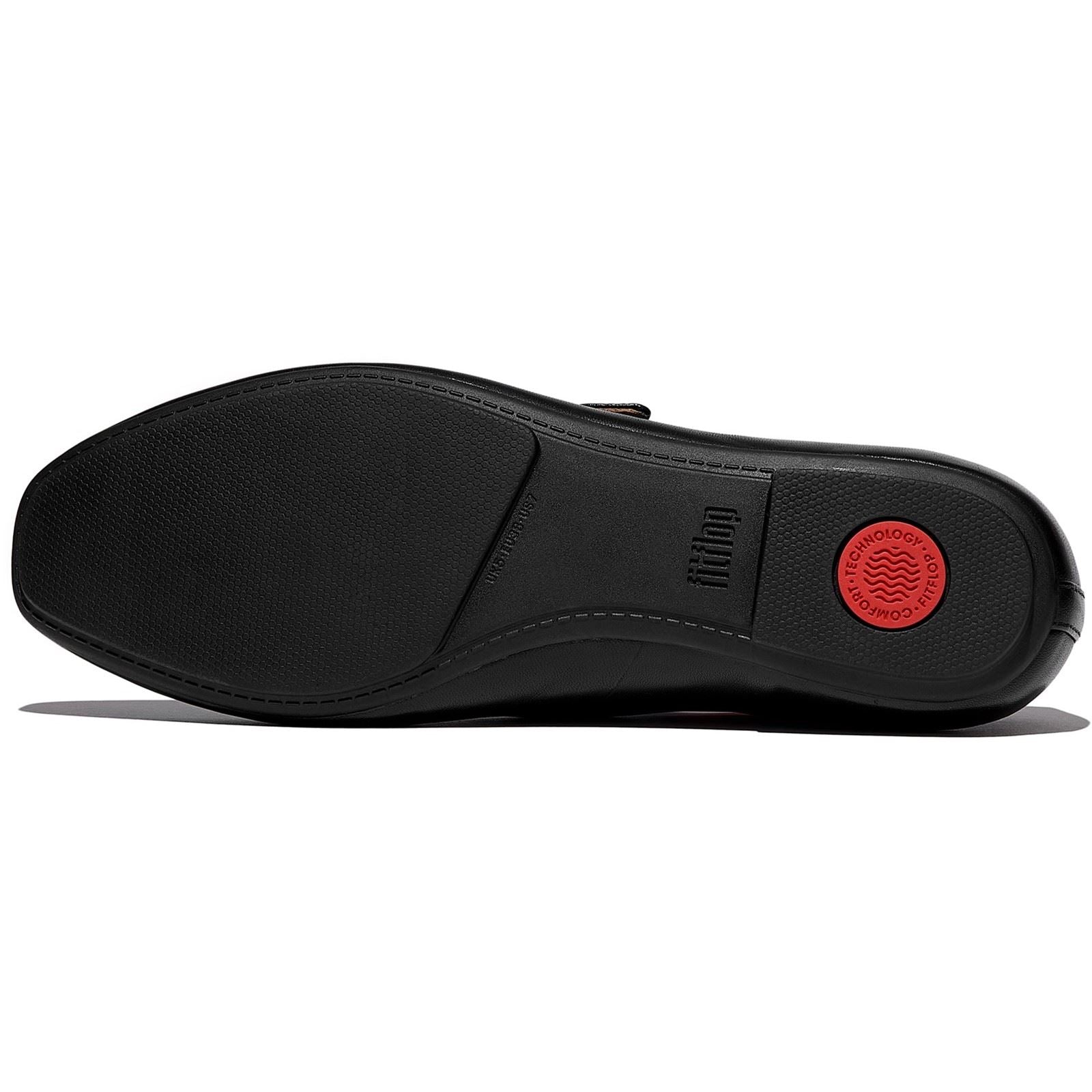 Fitflop Delicato Leder Damen All Black Schmal Geschnittene Schuhe