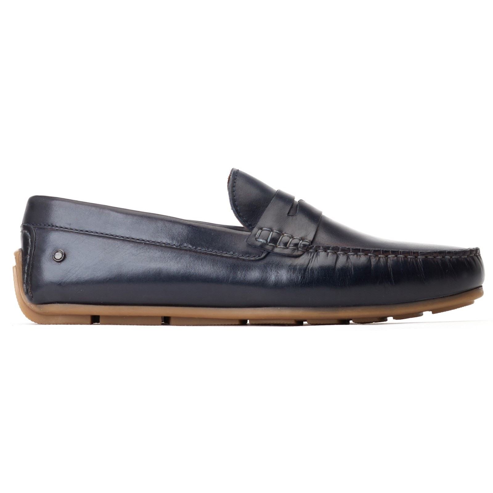 Base London Collins Leder Herren Marineblaue Loafer