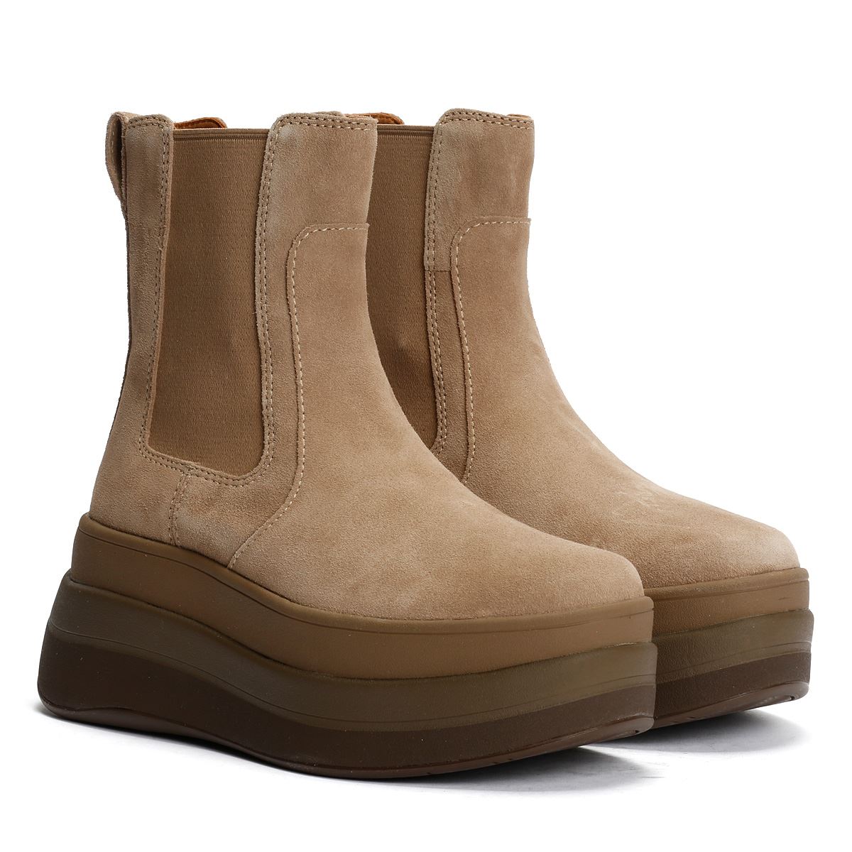 FitFlop F-Mode Wildleder Damen Stiefel In Beige