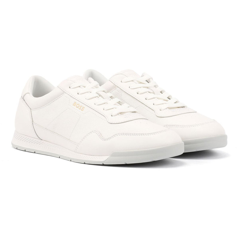 Boss Titanium Weiße Ledersneaker Für Herren