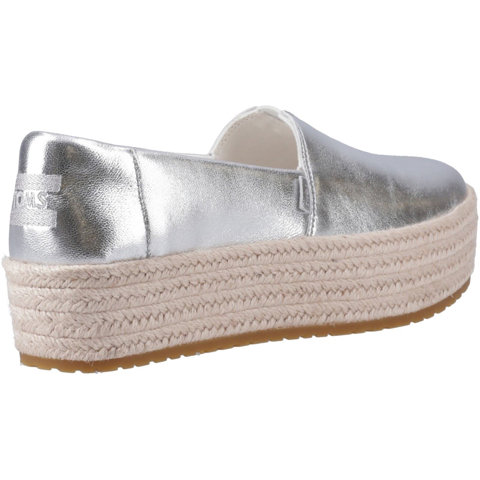 TOMS Valencia Damen Espadrilles Aus Silbernem Leder.