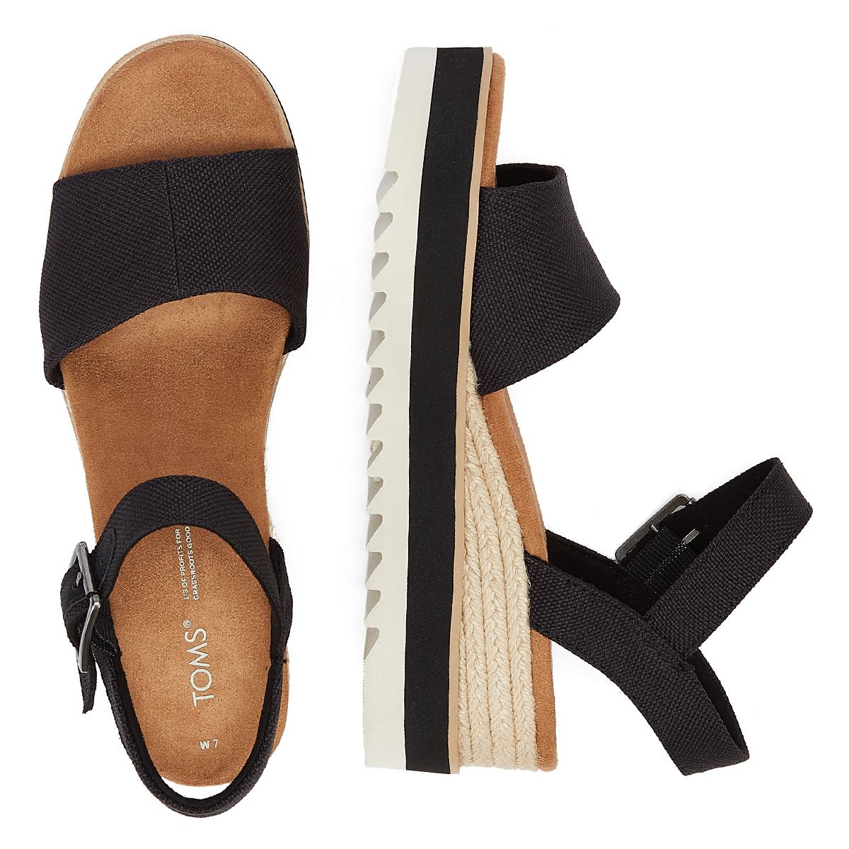 TOMS Diana Canvas Wedge Schwarze Sandale für Damen