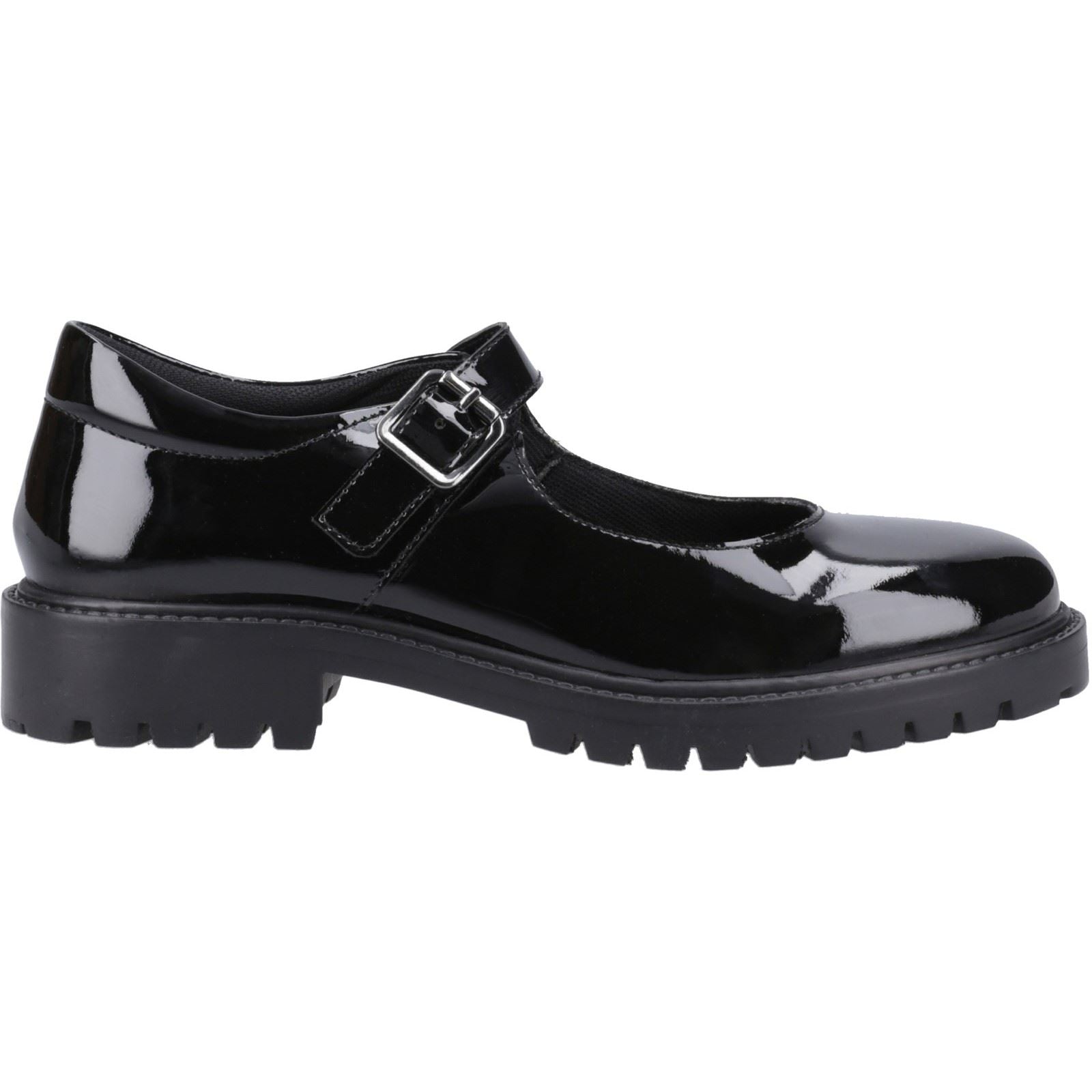 Hush Puppies Aurora Patent Senior Mädchenschuhe Aus Schwarzem Leder
