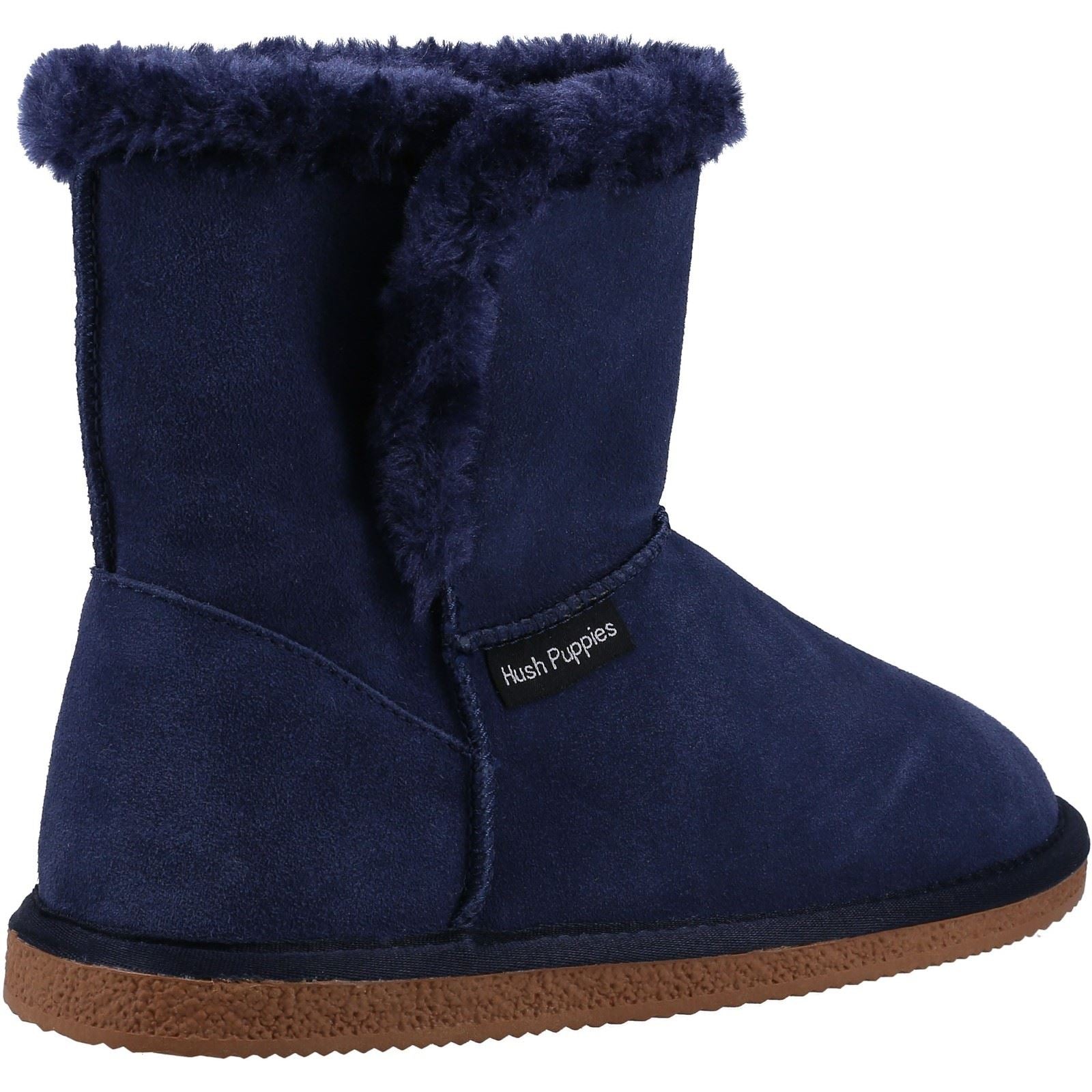 Hush Puppies Ashleigh Kunstpelz Damen Hausschuhe In Marineblau
