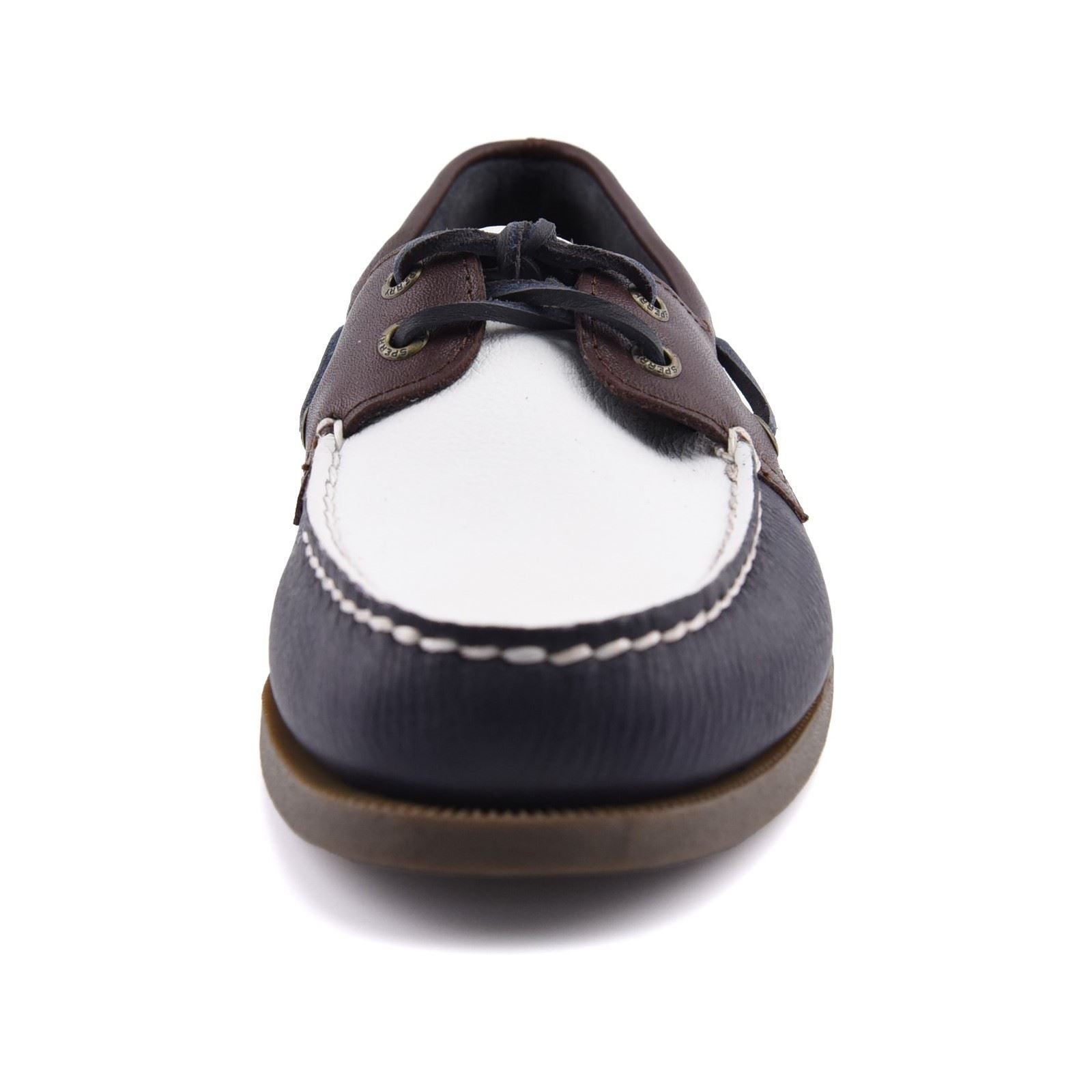 Sperry Authentic Original 2 Eye Herren Bootsschuhe Aus Leder In Marineblau/Weiß/Braun