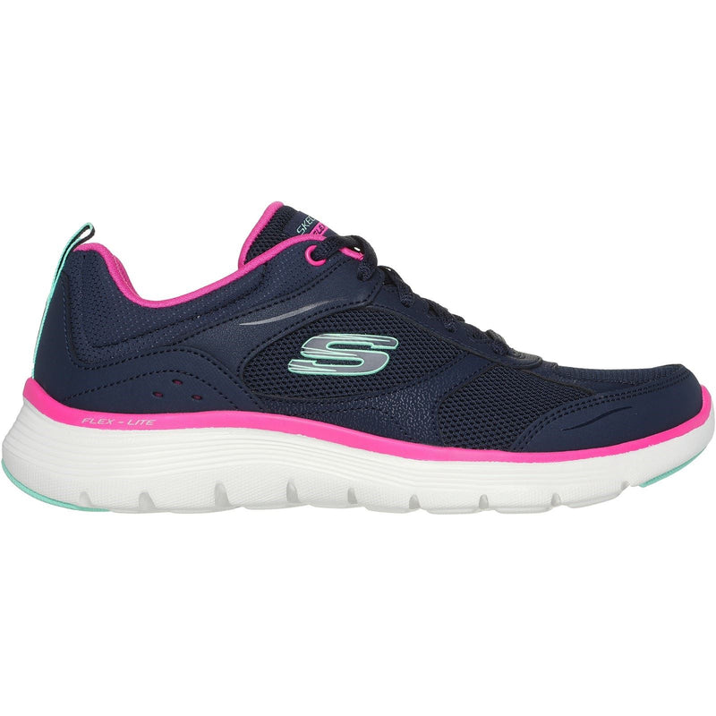 Skechers Flex Appeal 5.0 Fresh Touch Leder Damenschuhe, Marineblau/Hot Pink Sneakers