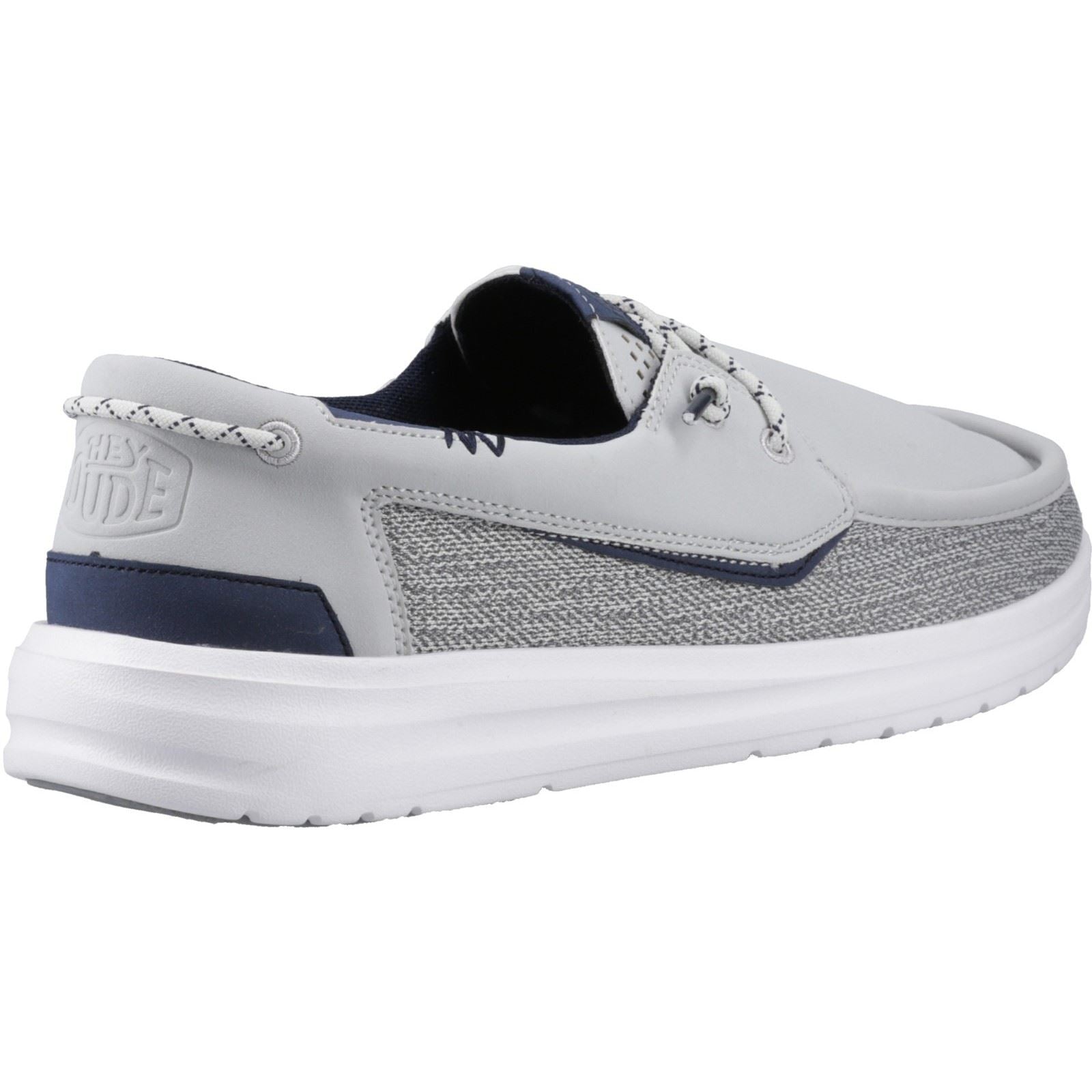 HEYDUDE Welsh Grip Classic Mesh Baumwollmischung Herren Mokassin Bootsschuhe In Sturmgrau/Navy