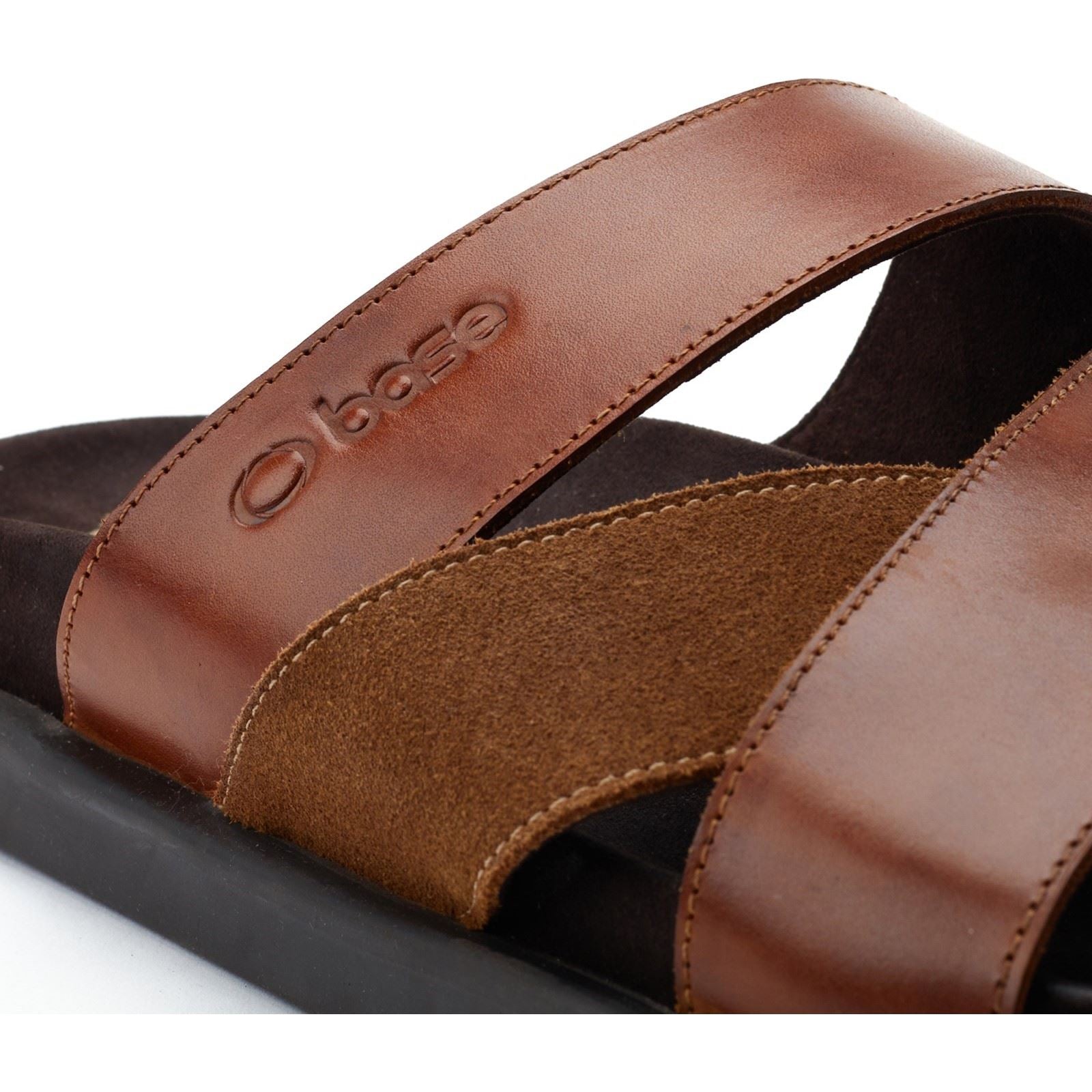 Base London Ponza Leder Herren Dunkelbraune Sandalen