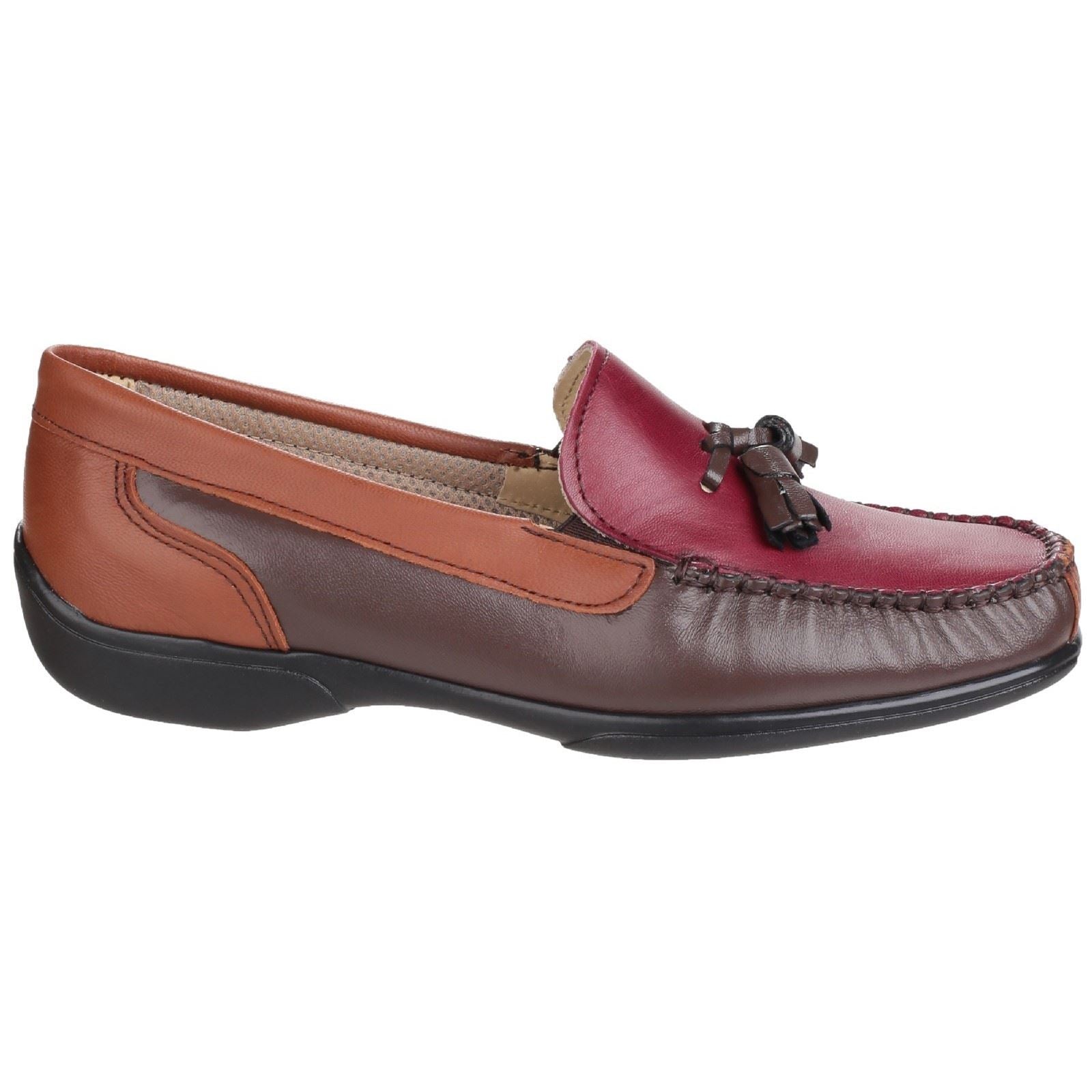 Cotswold Biddlestone Damen Loafer Aus Leder In Kastanienbraun/Tan/Weinrot