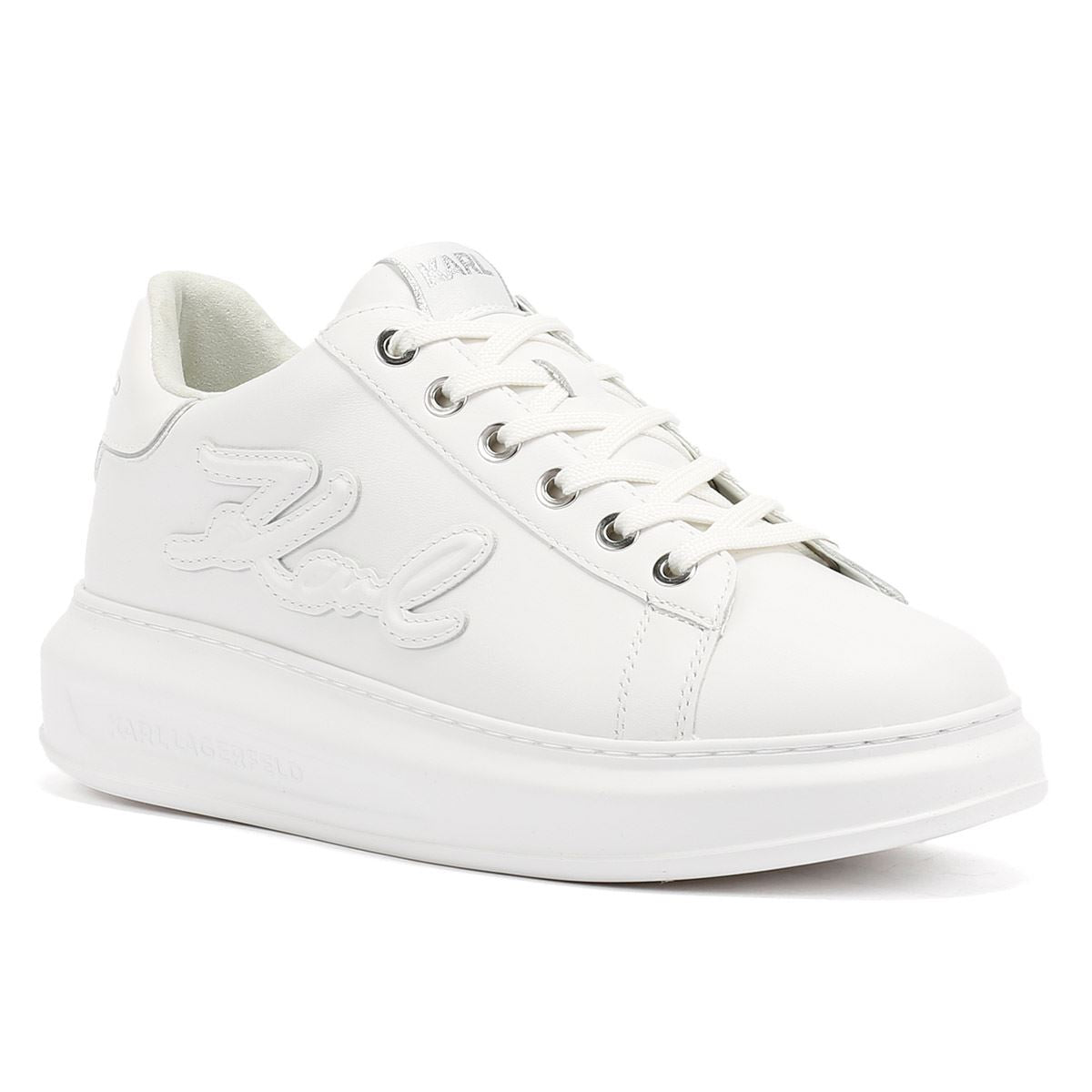 Karl Lagerfeld Kapri Signia Emboss Lo Lace Damen Sneaker Aus Weißem Leder