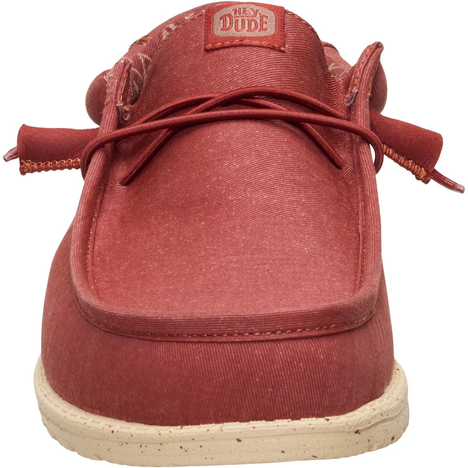HEYDUDE Wally Stretch Canvas Textil Herren Loafers In Verbranntem Rot/Boulder Beige