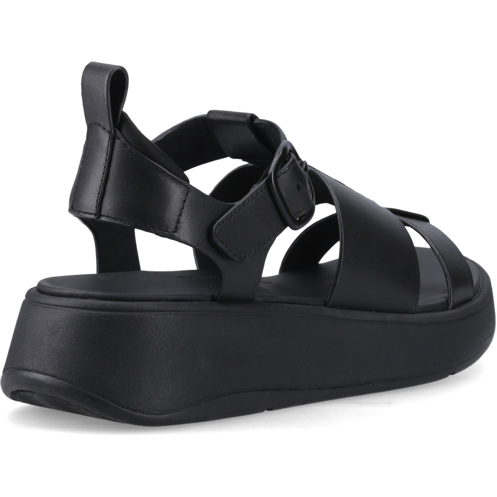 Fitflop F-Mode Fisherman Leder Damen Schwarze Schmale Sandalen