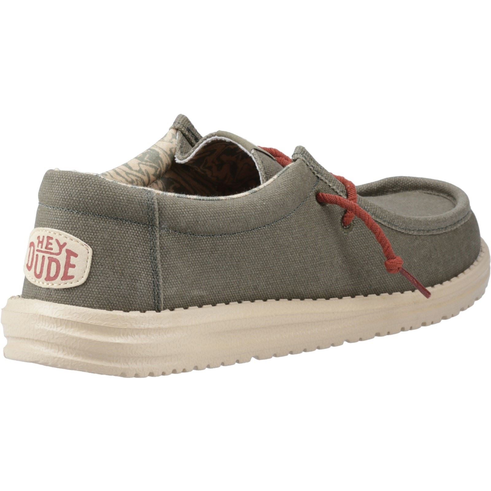 HEYDUDE Wally Waxed Stoff Herren Olivene Bootschuhe