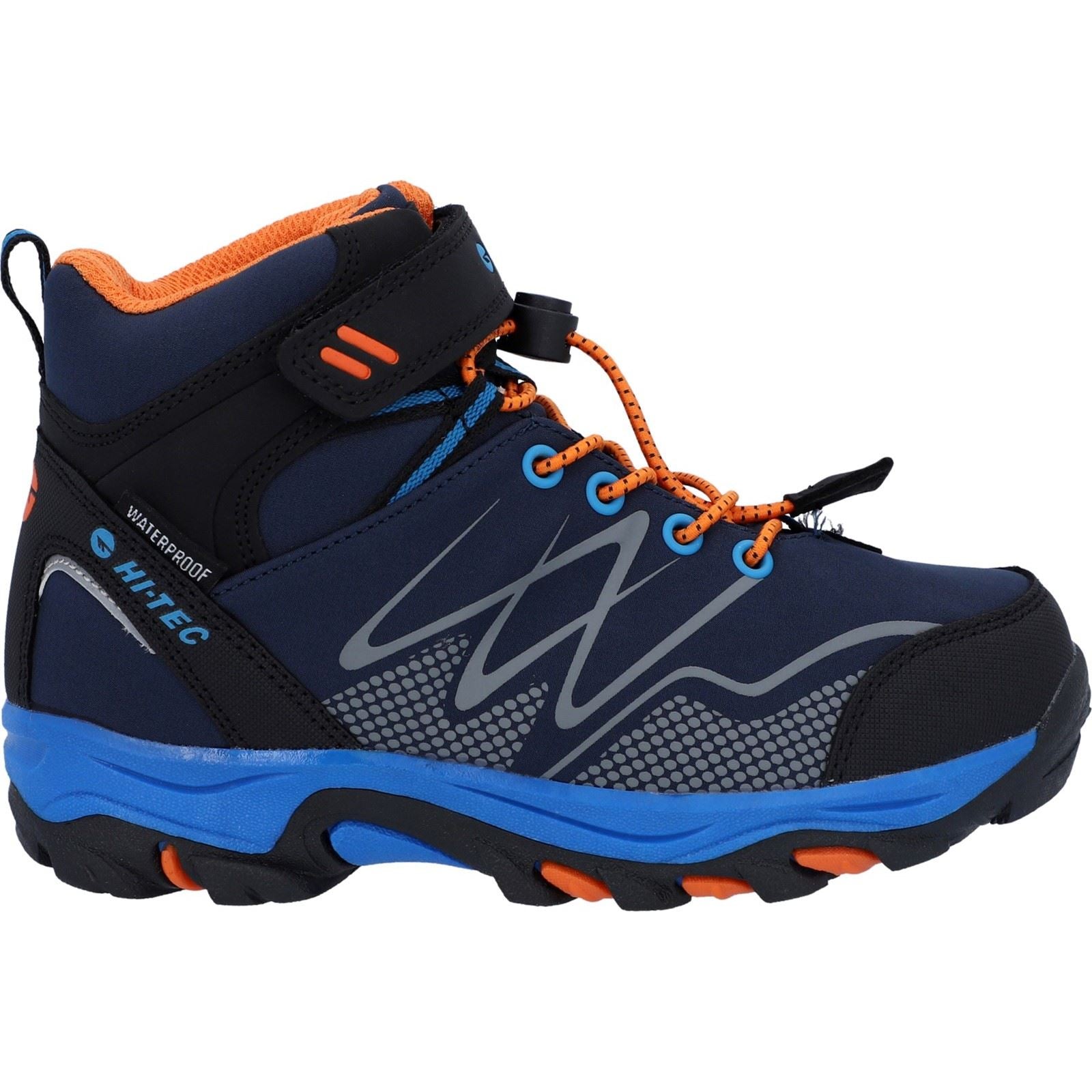 Hi-Tec Blackout Mid Polyester Soft Shell Jungen Dunkelblau/Orange/Seeblau Wanderschuhe