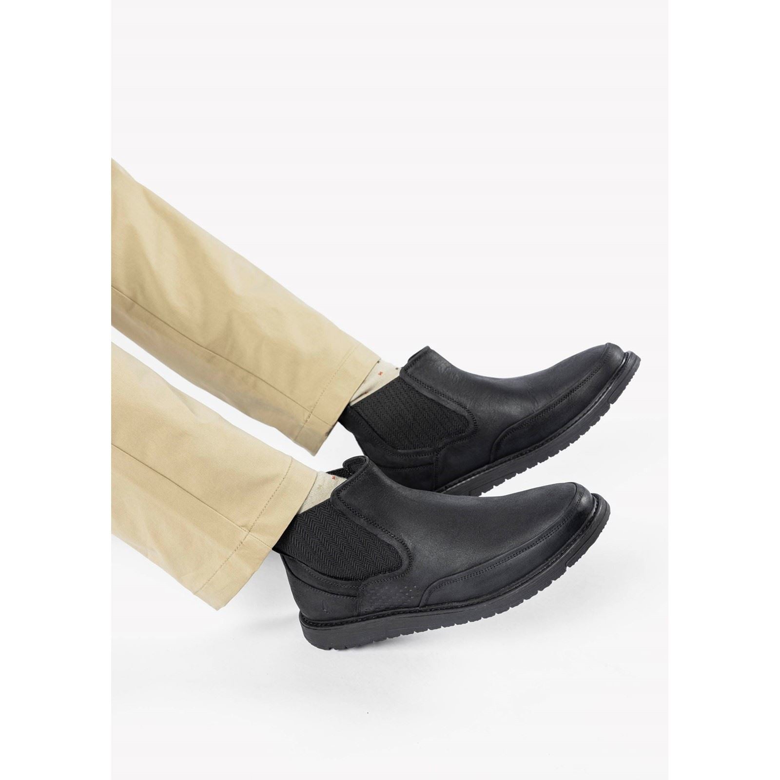 Hush Puppies Jenson Herren Stiefel aus schwarzem Leder