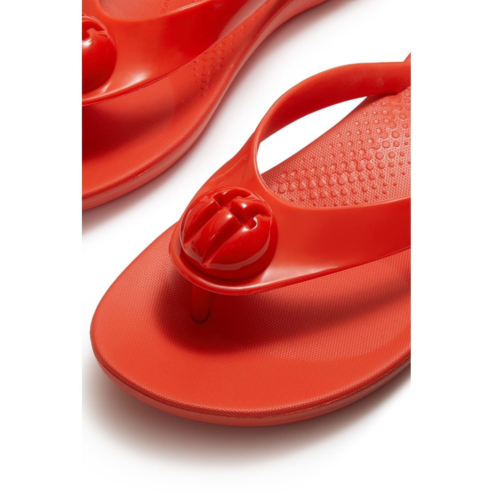 Fitflop iQushion Glossy-Button Polyurethan Damen Flip-Flops Kirschtomate