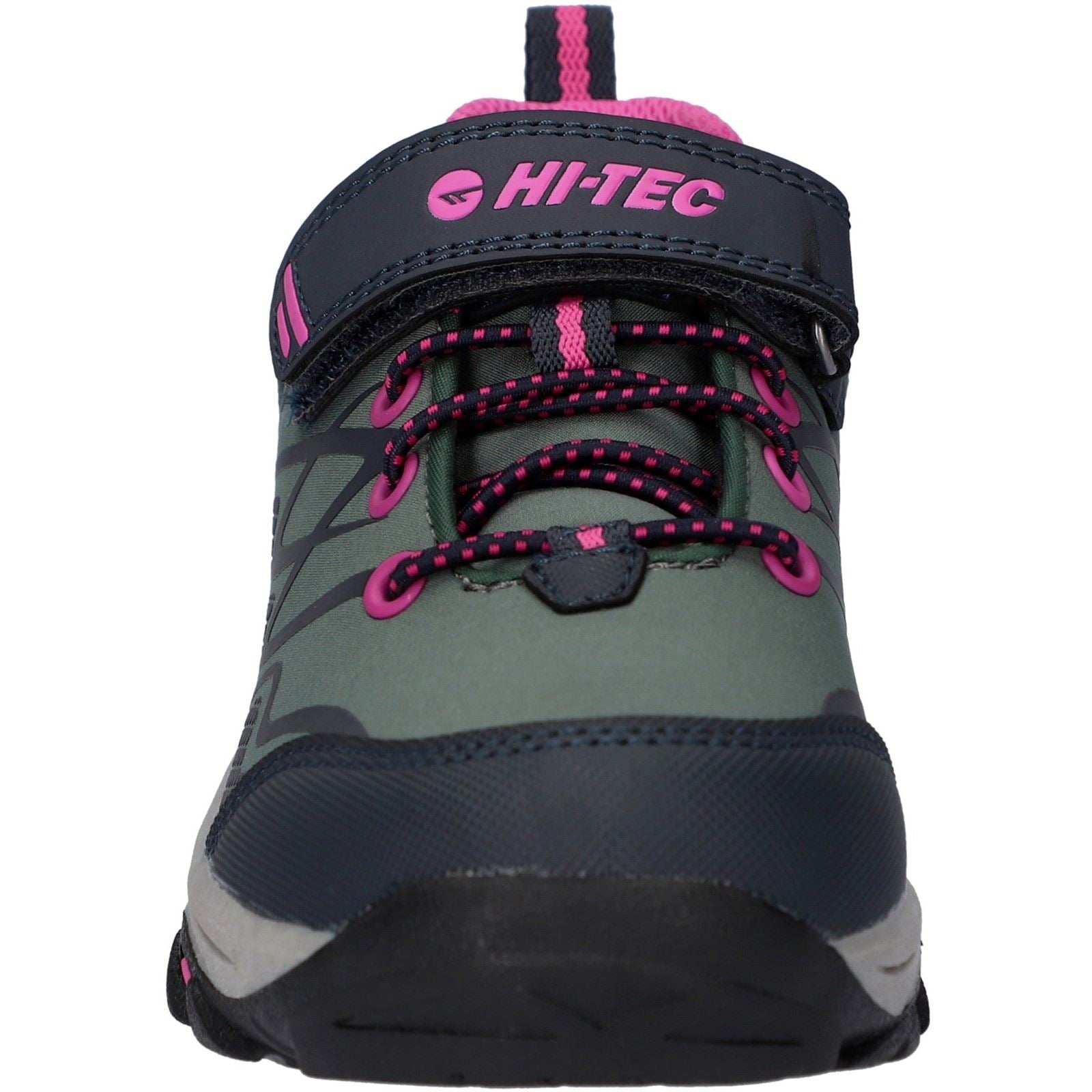 Hi-Tec Blackout Low Polyester Soft Shell Mädchen Wanderschuhe In Dunkelgrün/Indigo/Rosa