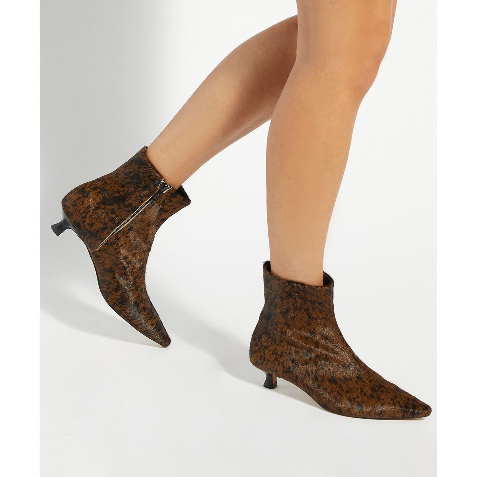 Dune Odore Leder Damen Hellbraune Hohem Absatz Stiefeletten