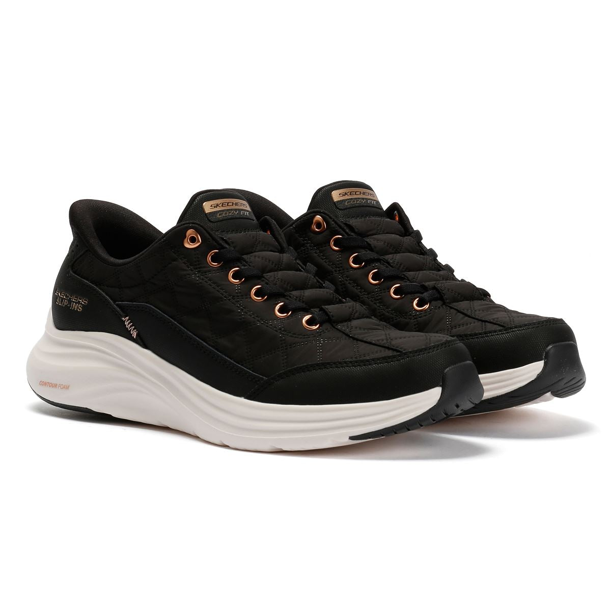 Skechers Slip-Ins Contour Foam Cozy Fit Damen Schwarze Sneaker
