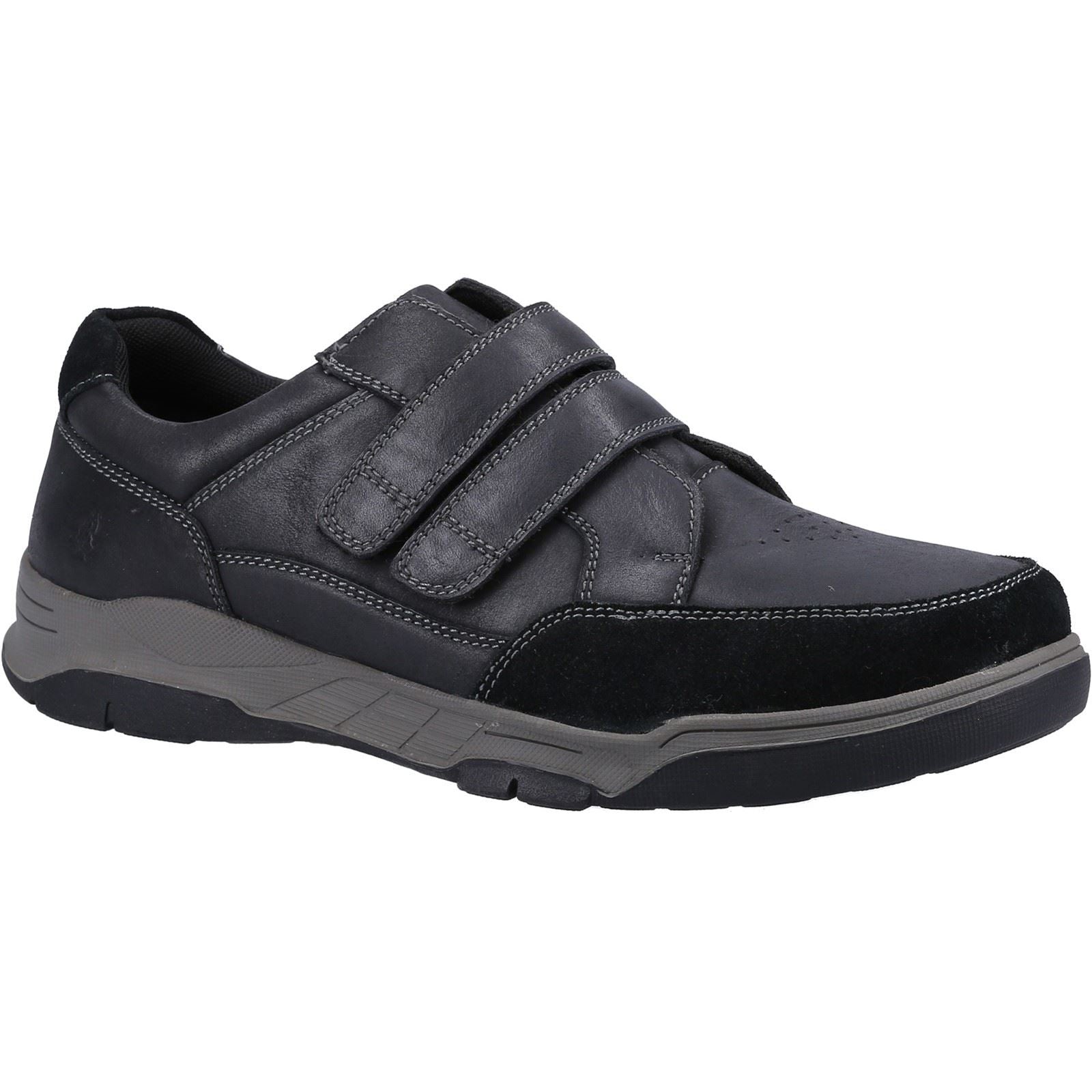Hush Puppies Fabian Double Strap Leder Herren Schwarze Mokassins