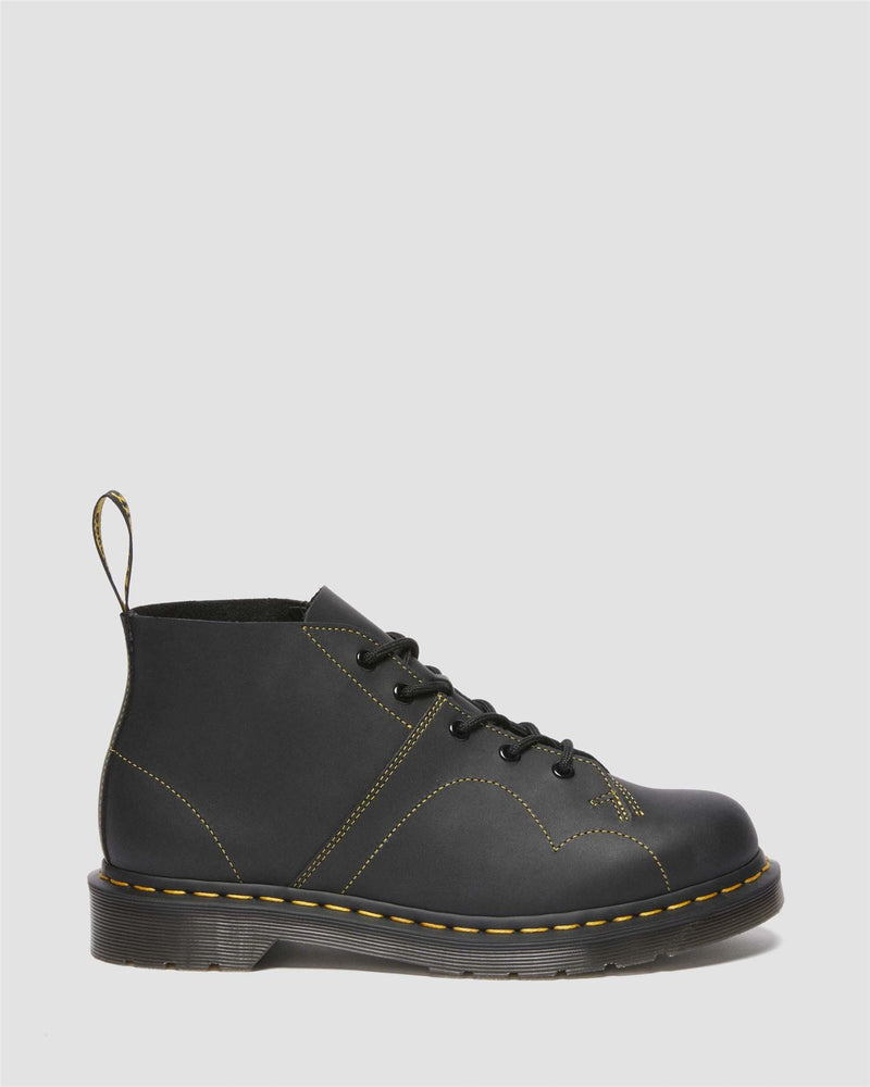 Dr. Martens Church Greasy Leder Schwarze Farbe Stiefel
