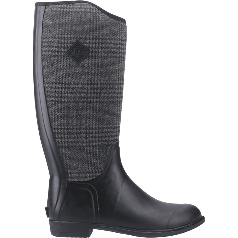 Muck Boots Derby Tall Damen Winterstiefel aus Gummi Schwarz/Kariert Kniehoch