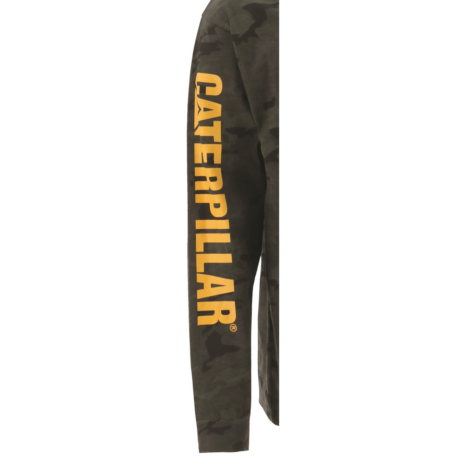 Caterpillar Trademark Banner Long Sleeve Baumwolle Herren Grünes T-Shirt