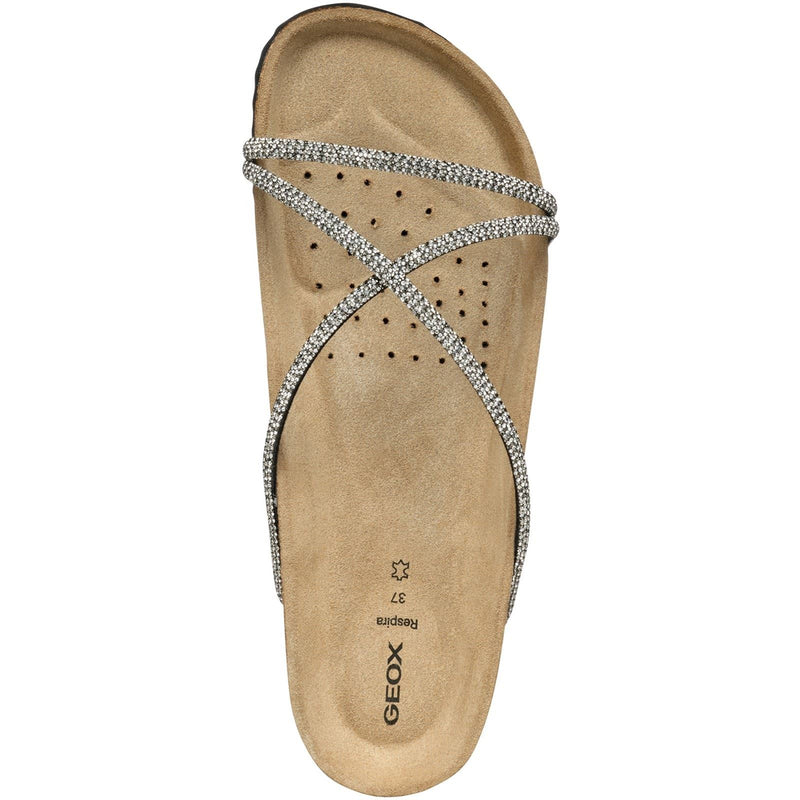 Geox D BRIONIA R Synthetik Damen Sandalen In Schwarz/Silber