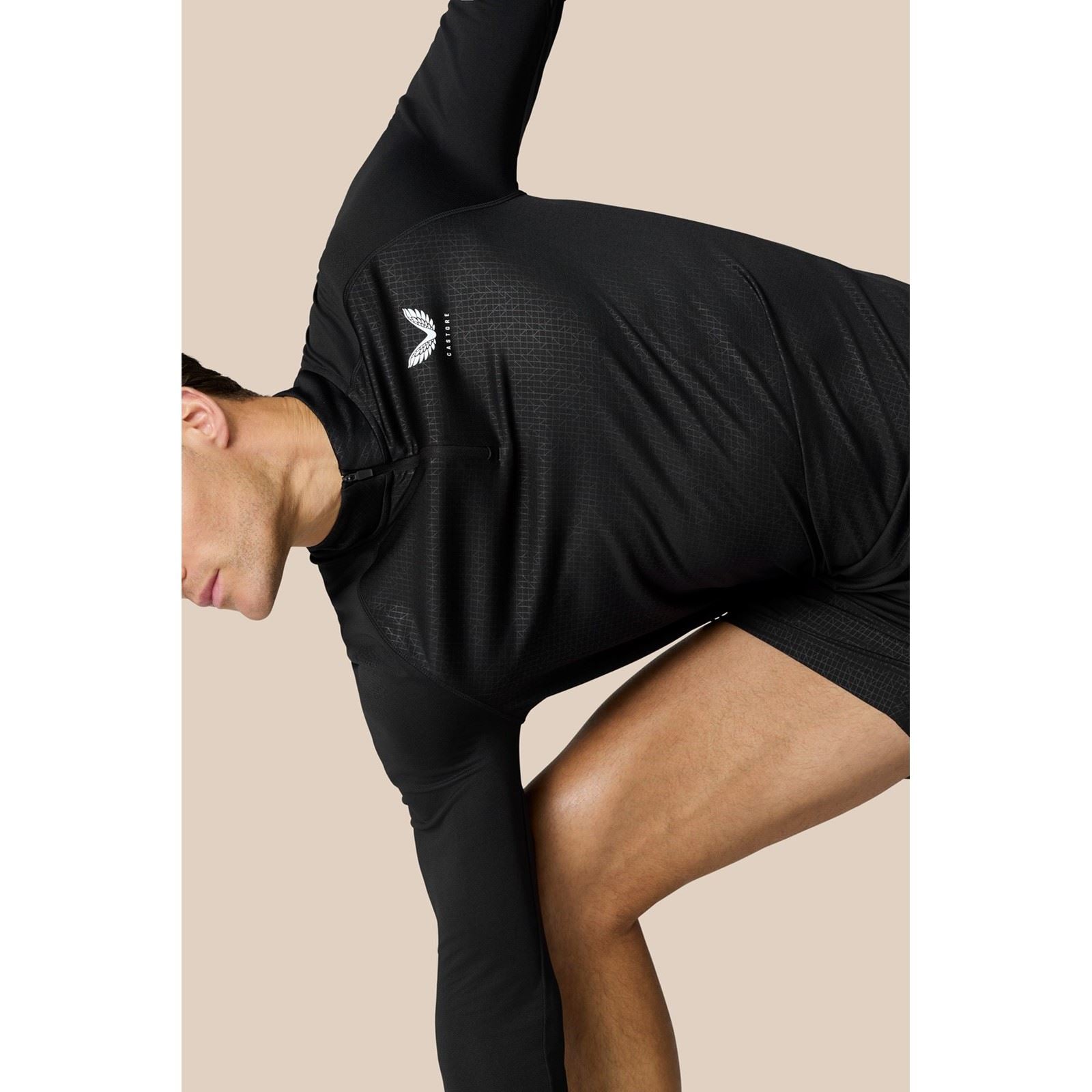 Castore Adapt 1/4 Zip Top Polyester Herren Schwarze Farbe Sport-T-Shirts