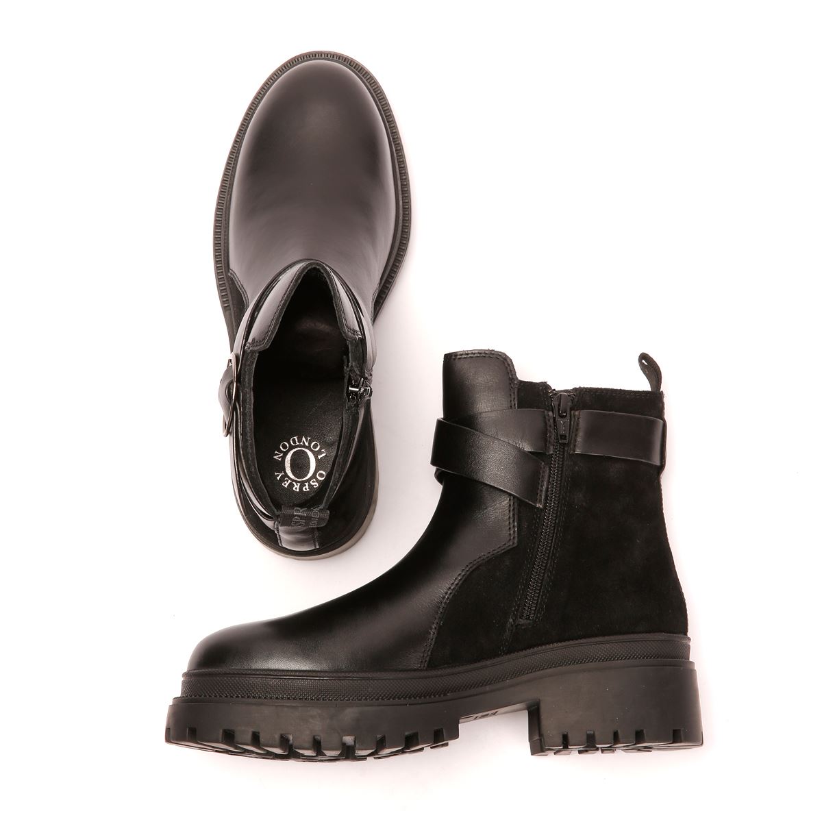 Osprey London The Boston Leder Damen Schwarze Stiefel