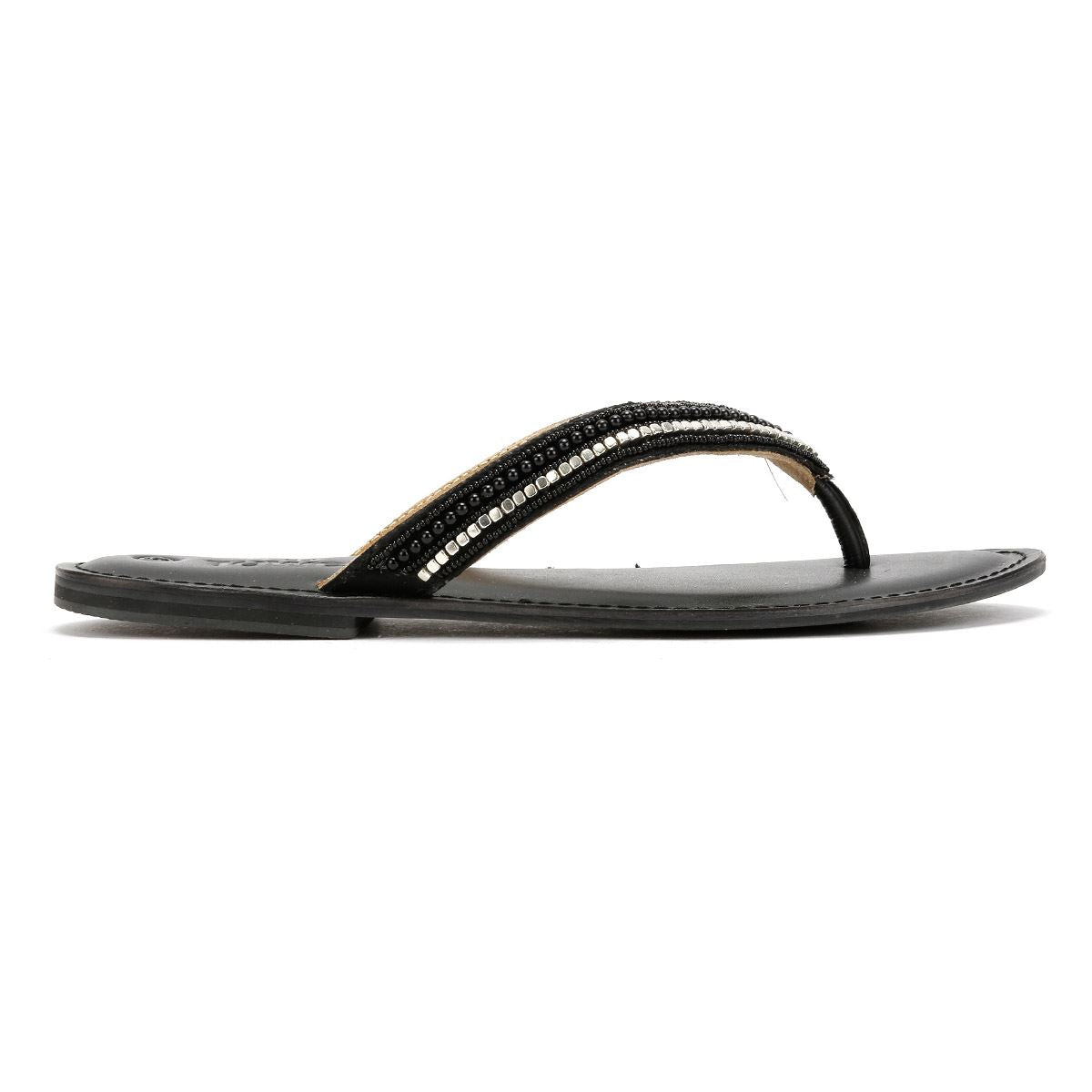 Tower London Metallic Bead Thong Damen Schwarze Farbe Sandalen