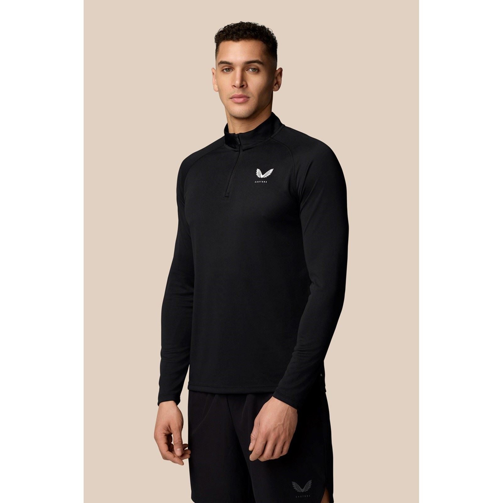 Castore Adapt Training 1/4 Zip Top Polyester Herren Schwarze Farbe Sport-T-Shirts