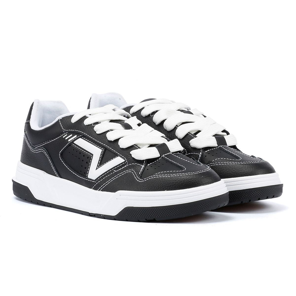Vans Upland Schwarze/Weiße Lederturnschuhe