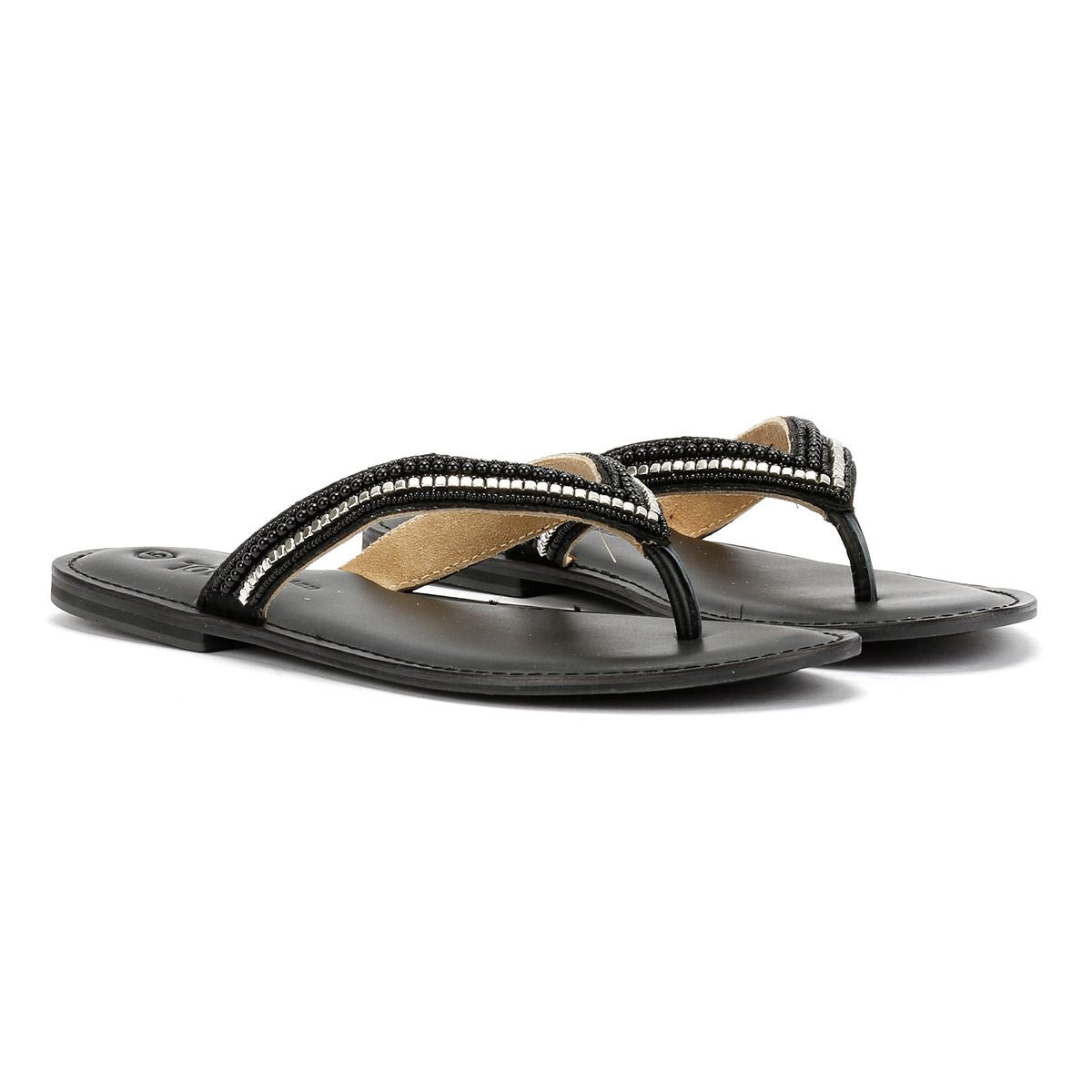 Tower London Metallic Bead Thong Damen Schwarze Farbe Sandalen