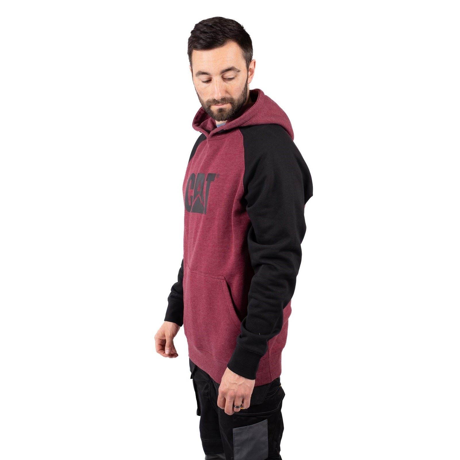 Caterpillar Raglan Baumwolle Herren Roter Kapuzenpullover