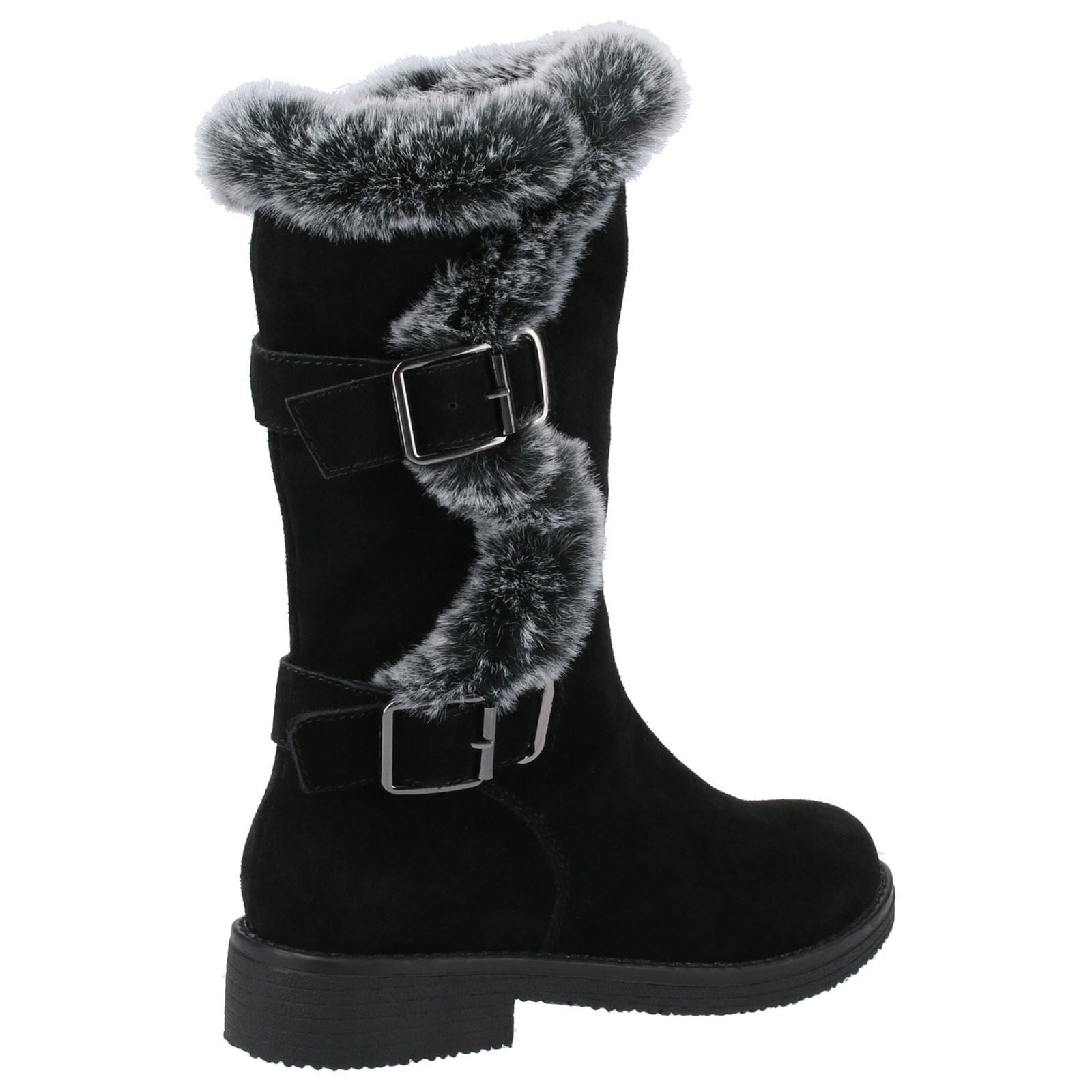 Hush Puppies Megan Wide Damenstiefel Aus Schwarzem Wildleder