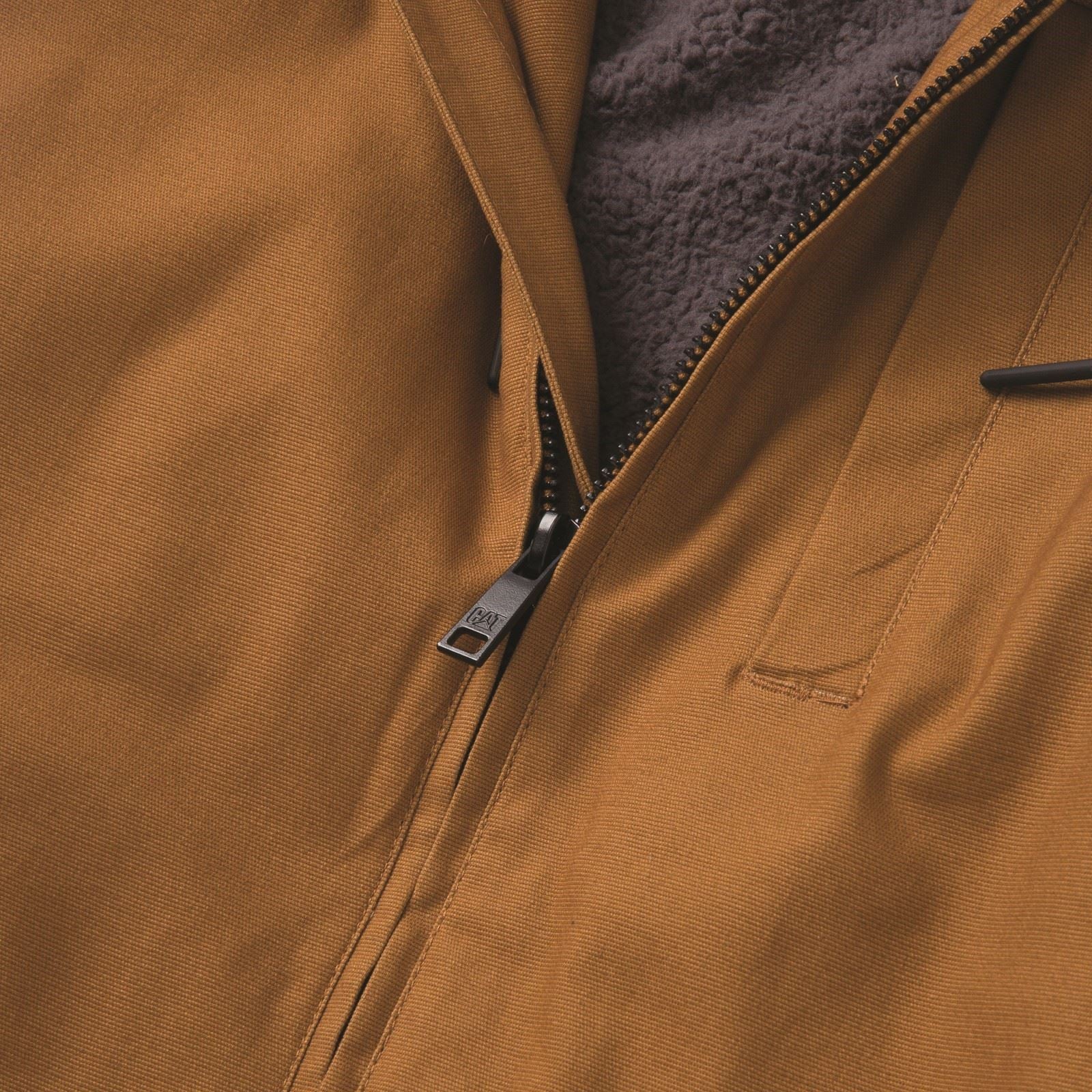 Caterpillar Hooded Sherpa Lined Herren Bronze Fleece Jacke