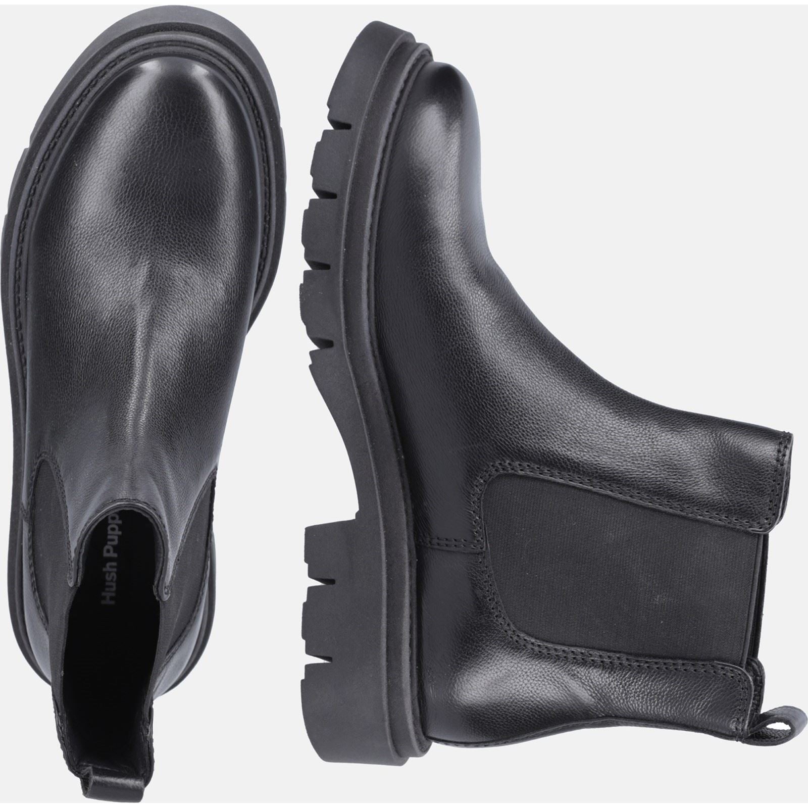 Hush Puppies Raya Chelsea Damenlederstiefel In Schwarz