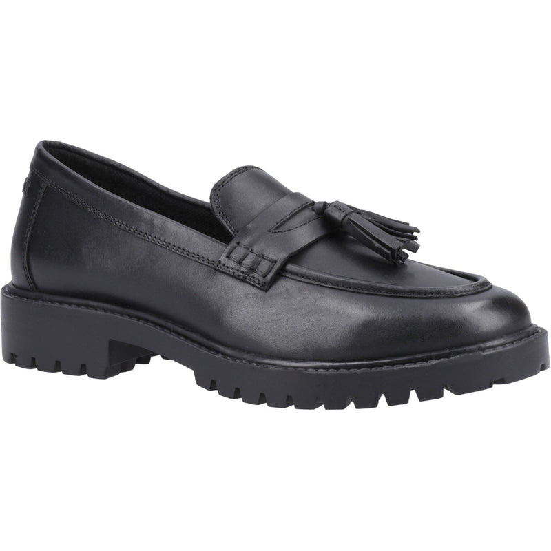 Hush Puppies Abigail Senior Mädchenschwarze Slipper Aus Leder
