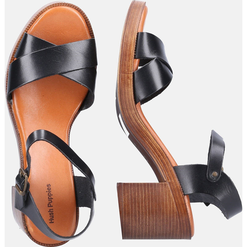 Hush Puppies Georgia Damen Sandalen Aus Schwarzem Leder