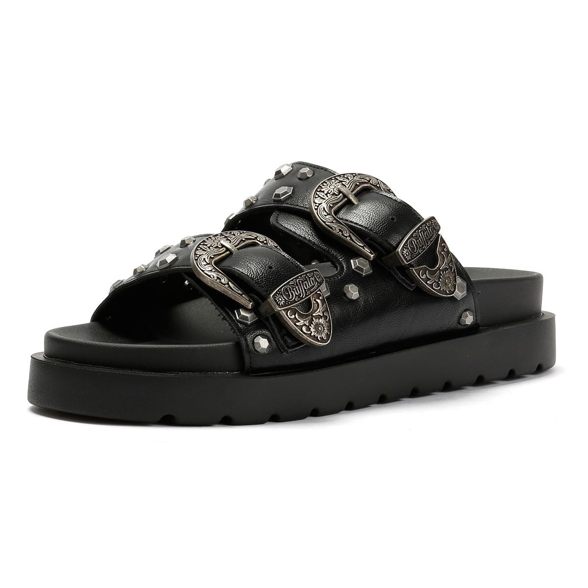 Buffalo Raya Ari West Leder Damen Schwarze Sandalen