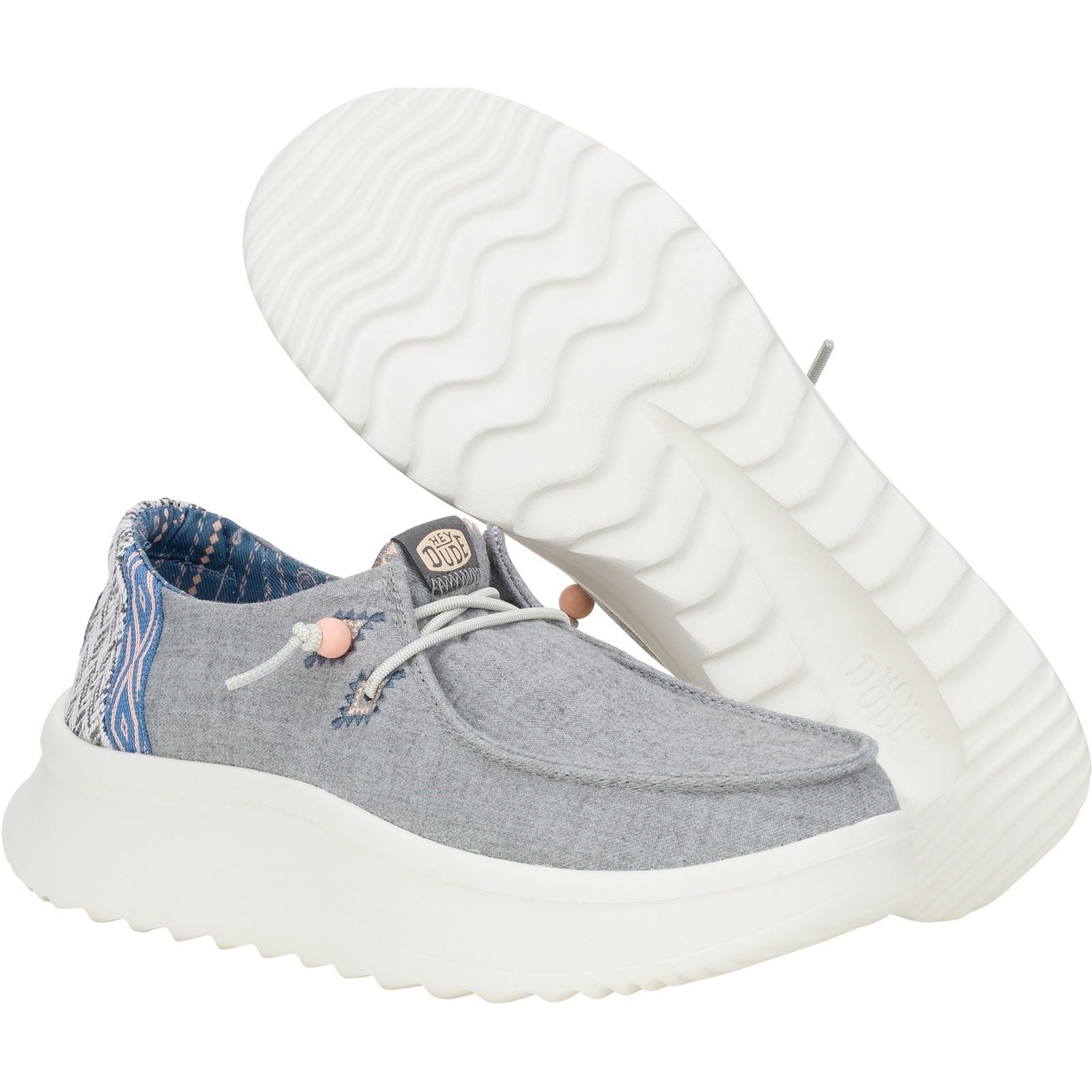 HEYDUDE Wendy Peak Chambray Woven Polyester Damen Graue Slipper