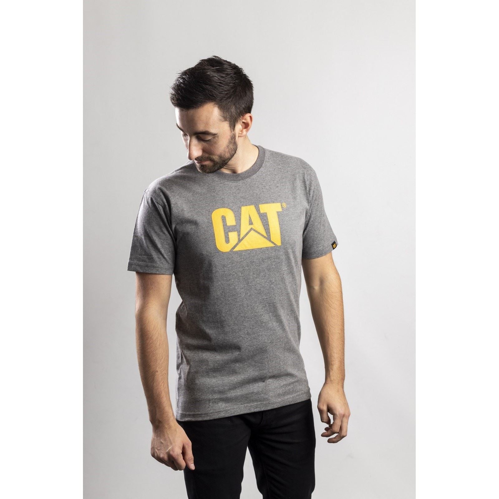 Caterpillar Trademark Logo Baumwoll Kurzarm T-Shirts Für Herren In Grau