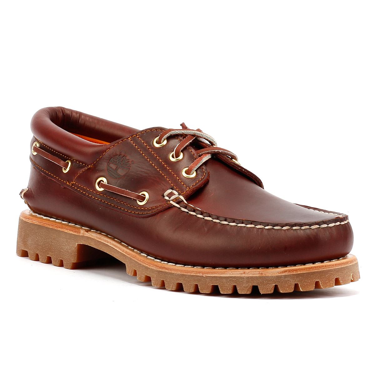 Timberland Authentic 3 Eye Classic Lug Herren Lederschuhe In Rot Mit Schnürung