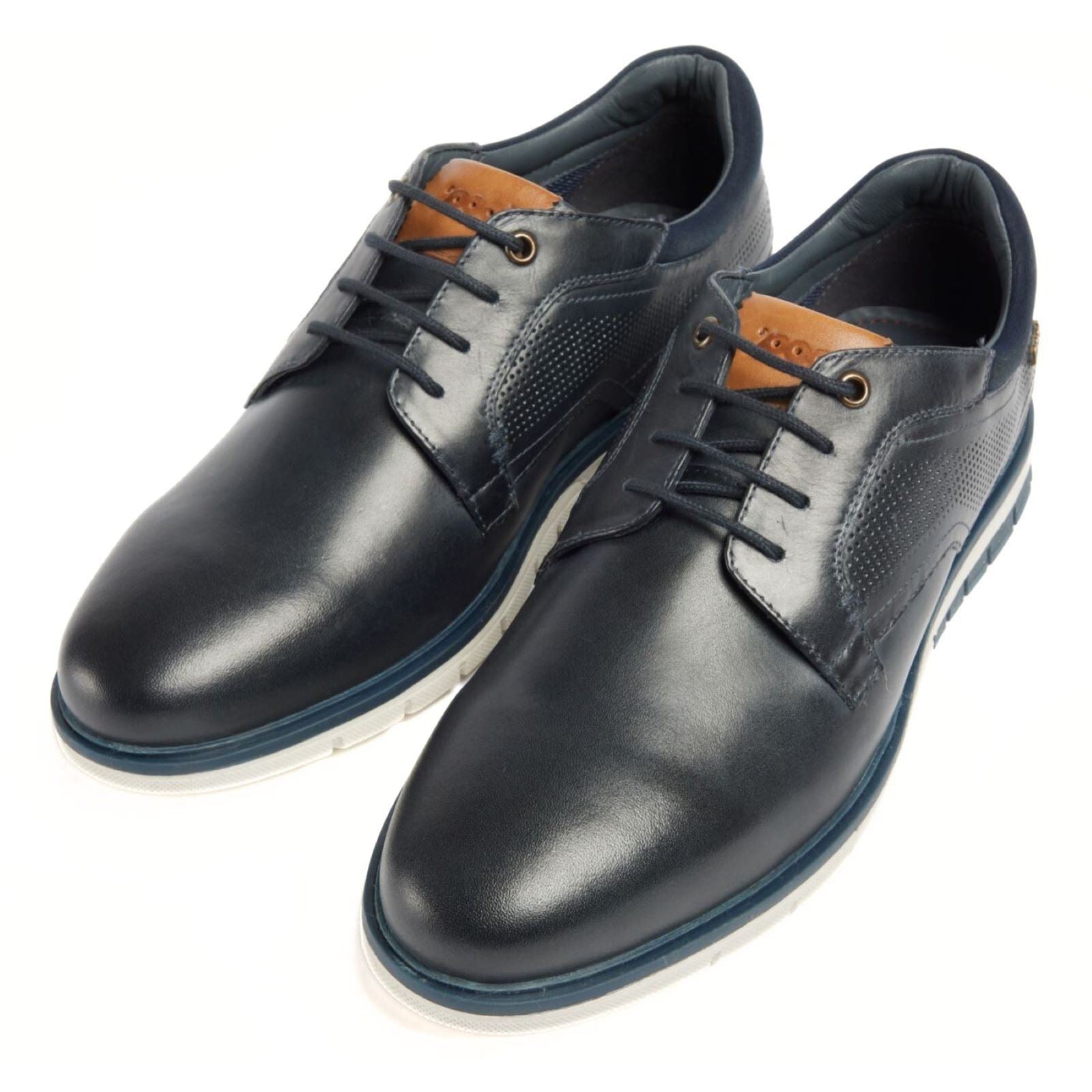 Pod Merlin Herren Lederschuhe In Marineblau Mit Schnürung