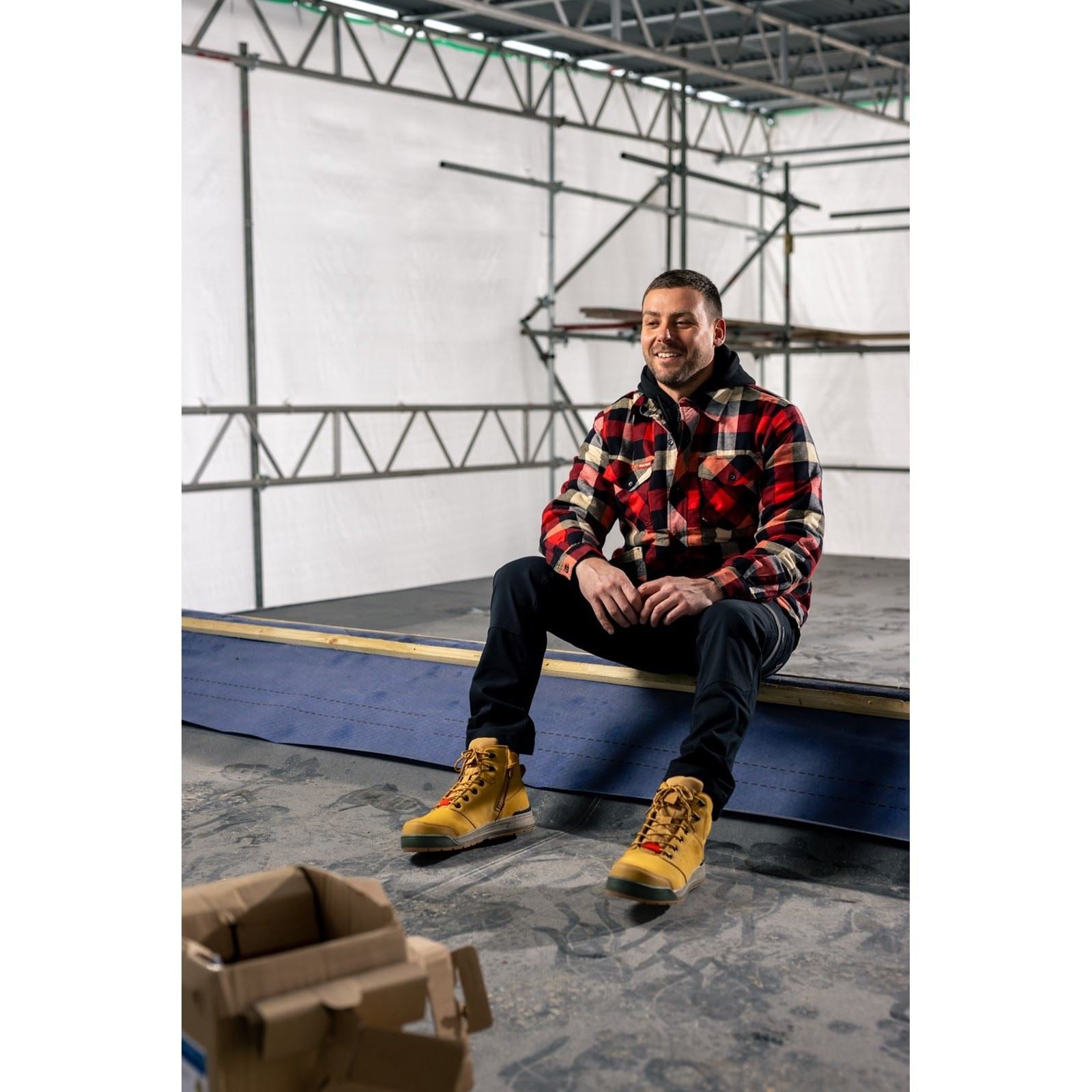 Hard Yakka Quilted Flannel Shacket Herren Rotes Hemdjacke